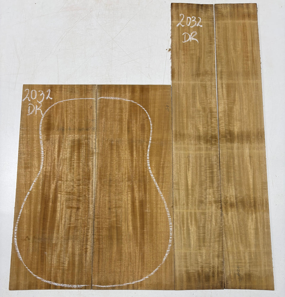 Golden Flame Acacia Dreadnought Guitar Back & Side Set #2032