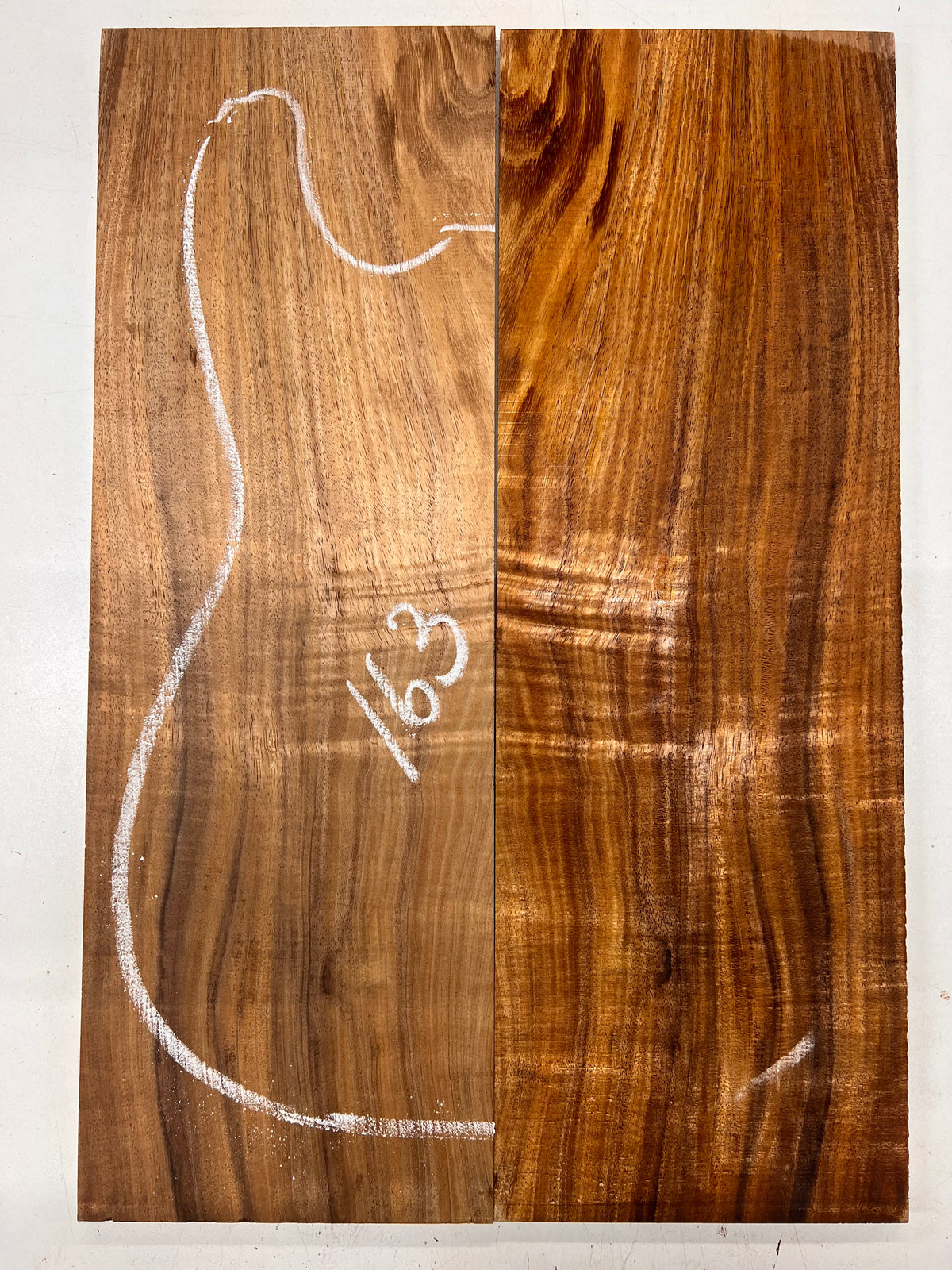 Curly Flame Hawaiian Koa Bookmatched Guitar Drop Tops 21" x 7-1/4" x 3/8" #163 - Exotic Wood Zone - Buy online Across USA 