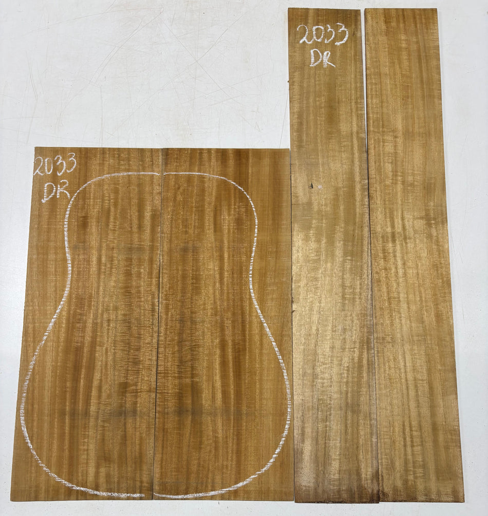 Golden Flame Acacia Dreadnought Guitar Back & Side Set #2033