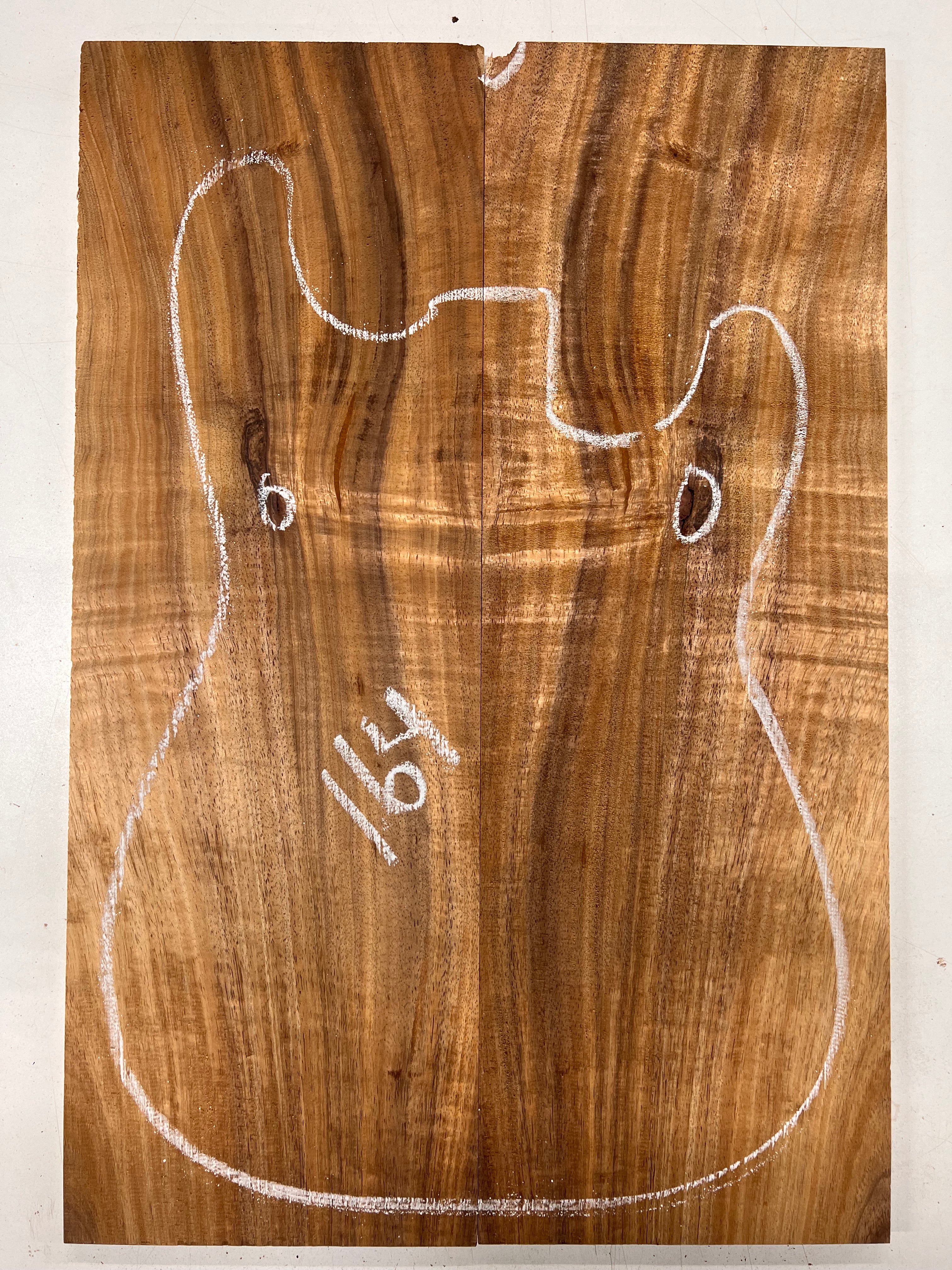 Curly Flame Hawaiian Koa Bookmatched Guitar Drop Tops 21" x 7-1/4" x 3/8" #164 - Exotic Wood Zone - Buy online Across USA 