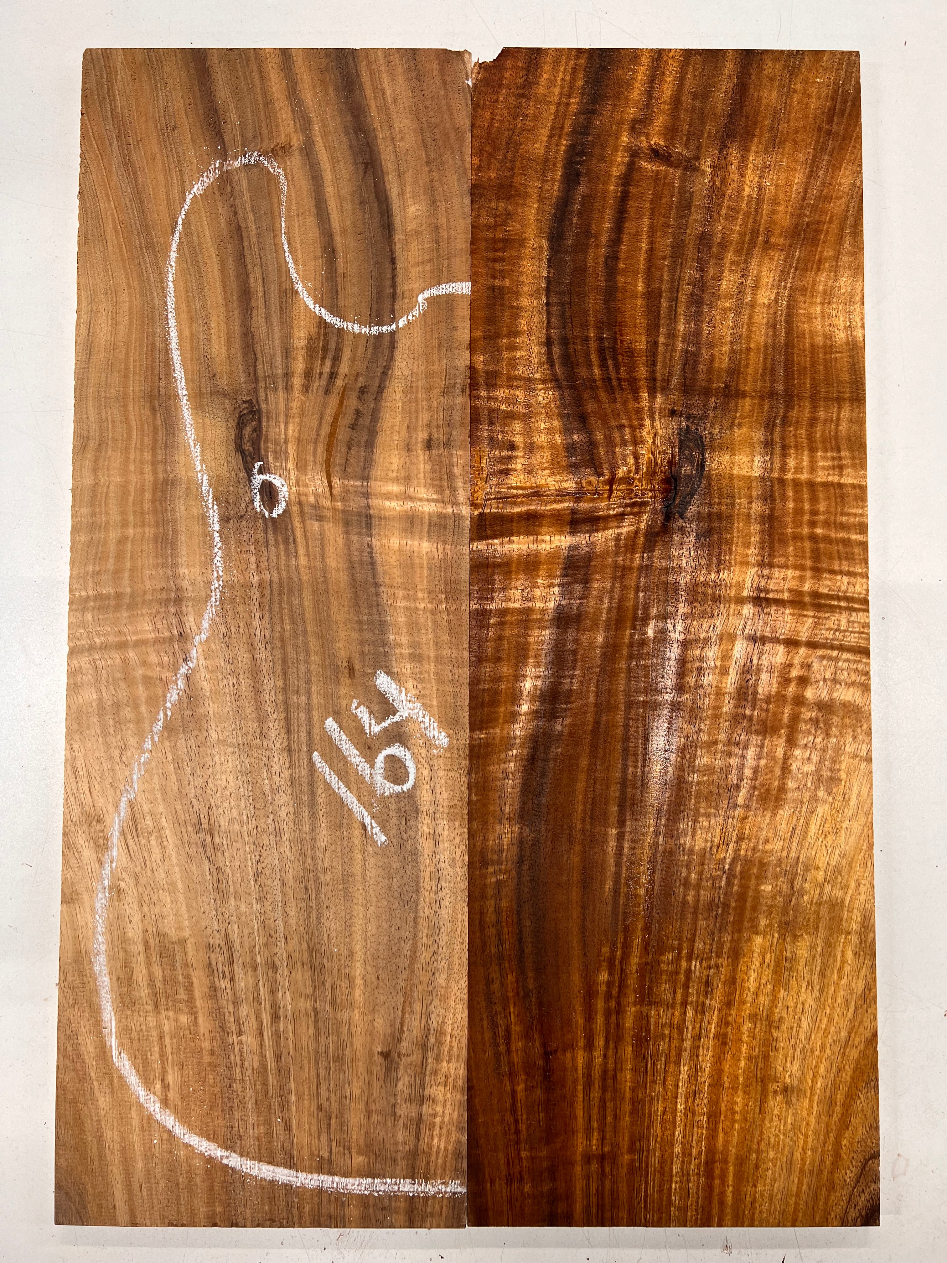 Curly Flame Hawaiian Koa Bookmatched Guitar Drop Tops 21" x 7-1/4" x 3/8" #164 - Exotic Wood Zone - Buy online Across USA 