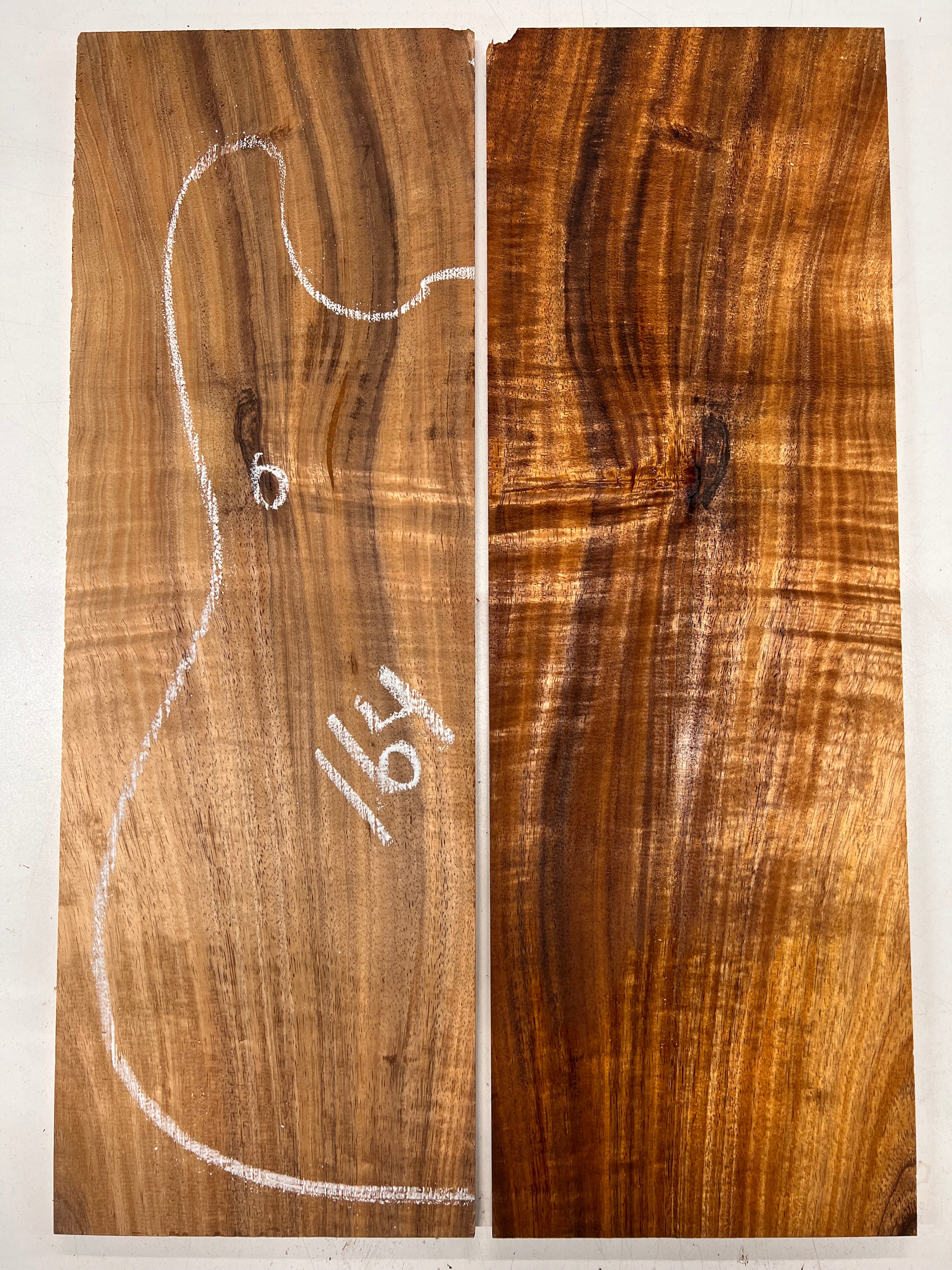 Curly Flame Hawaiian Koa Bookmatched Guitar Drop Tops 21" x 7-1/4" x 3/8" #164 - Exotic Wood Zone - Buy online Across USA 