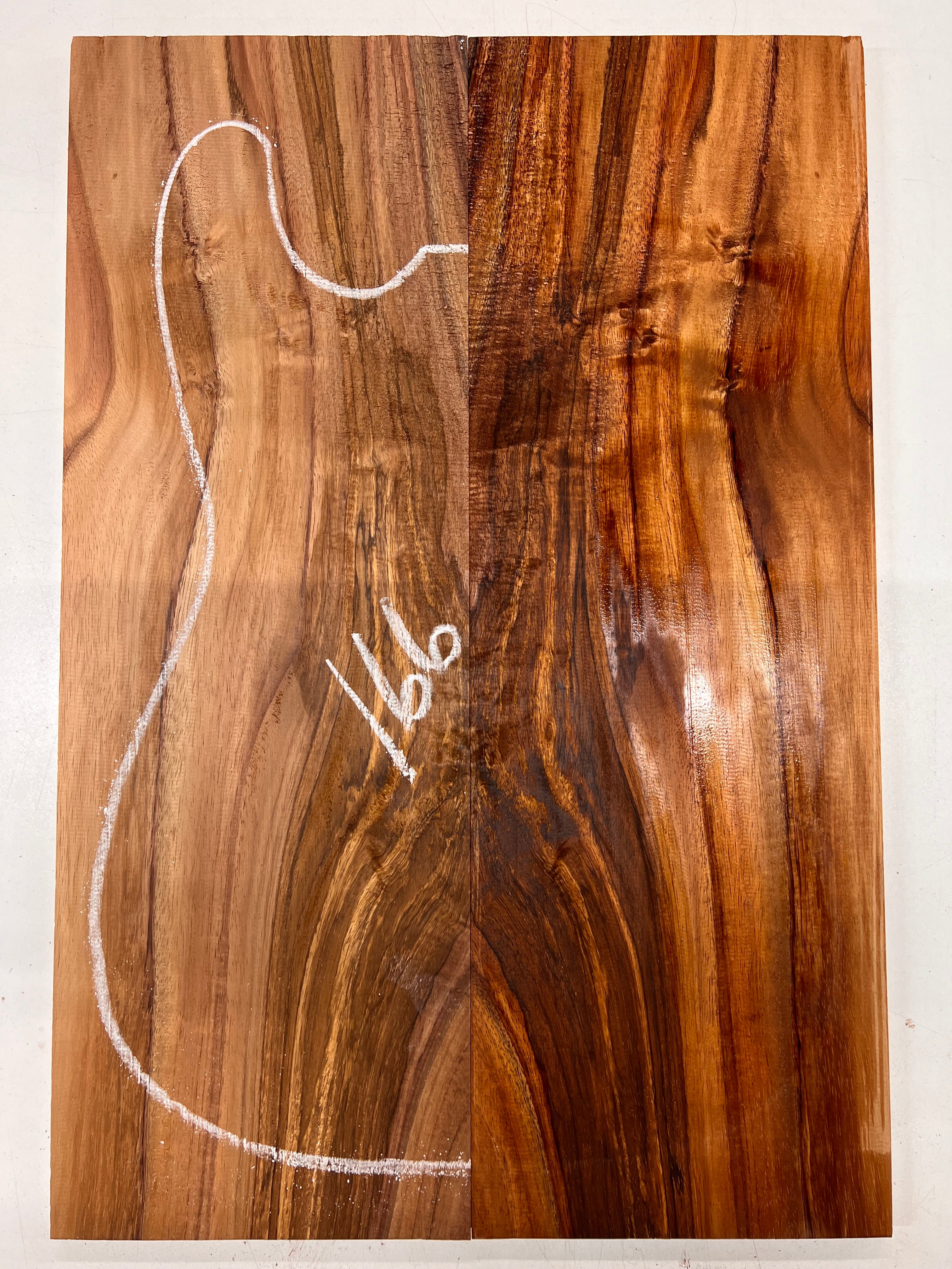 Curly Flame Hawaiian Koa Bookmatched Guitar Drop Tops 21" x 7-1/4" x 3/8" #166 - Exotic Wood Zone - Buy online Across USA 