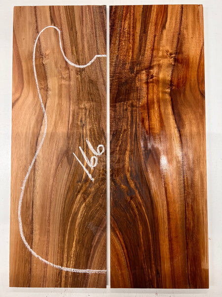 Curly Flame Hawaiian Koa Bookmatched Guitar Drop Tops 21" x 7-1/4" x 3/8" #166 - Exotic Wood Zone - Buy online Across USA 