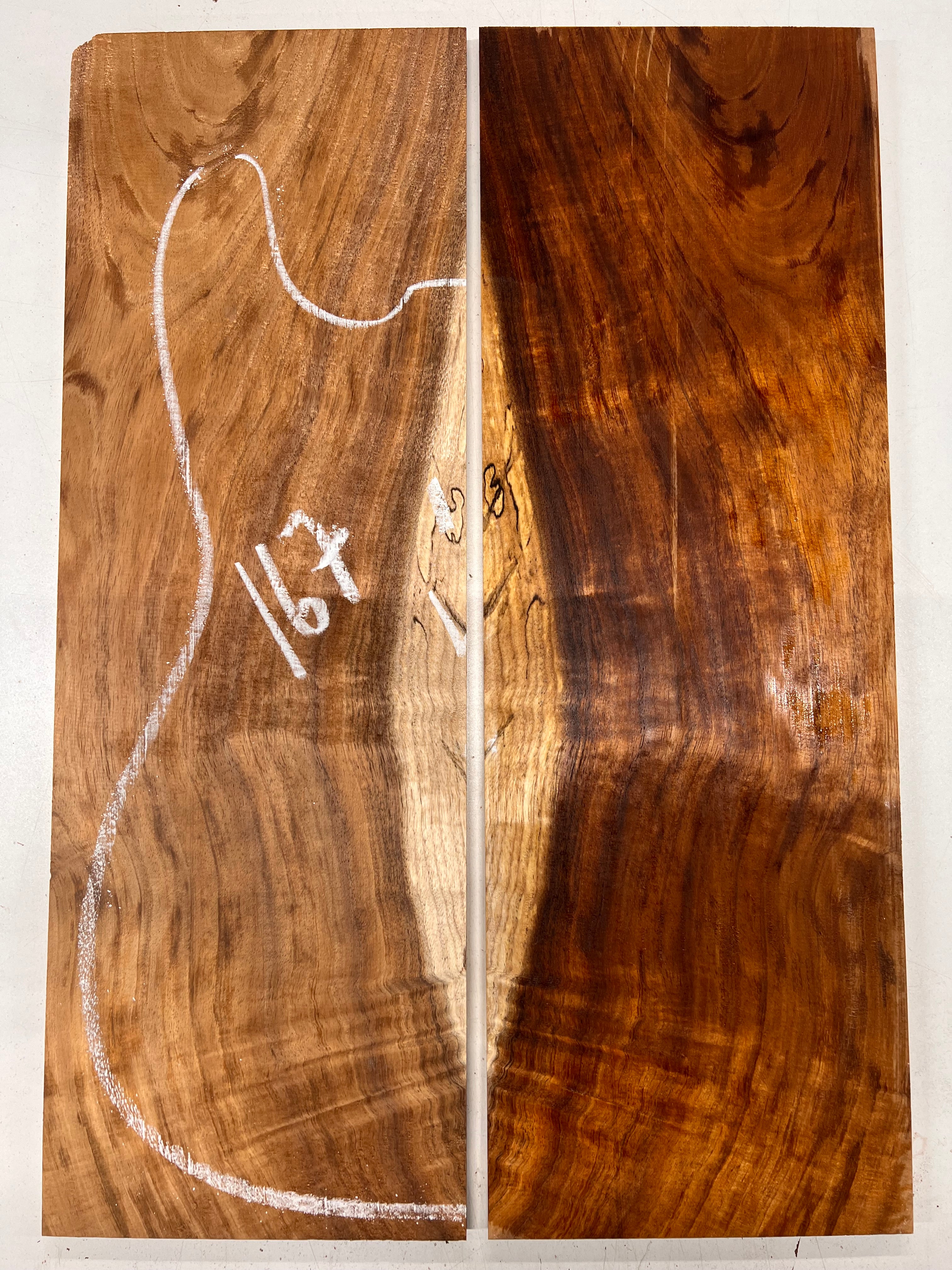 Curly Flame Hawaiian Koa Bookmatched Guitar Drop Tops 21" x 7-1/4" x 3/8" #167 - Exotic Wood Zone - Buy online Across USA 