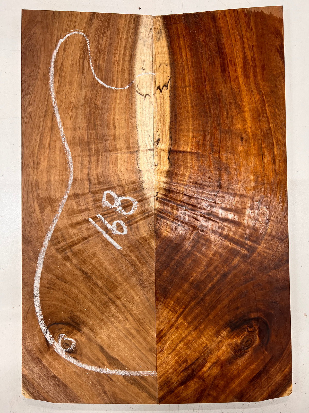 Curly Flame Hawaiian Koa Bookmatched Guitar Drop Tops 21" x 7-1/4" x 3/8" #168 - Exotic Wood Zone - Buy online Across USA 