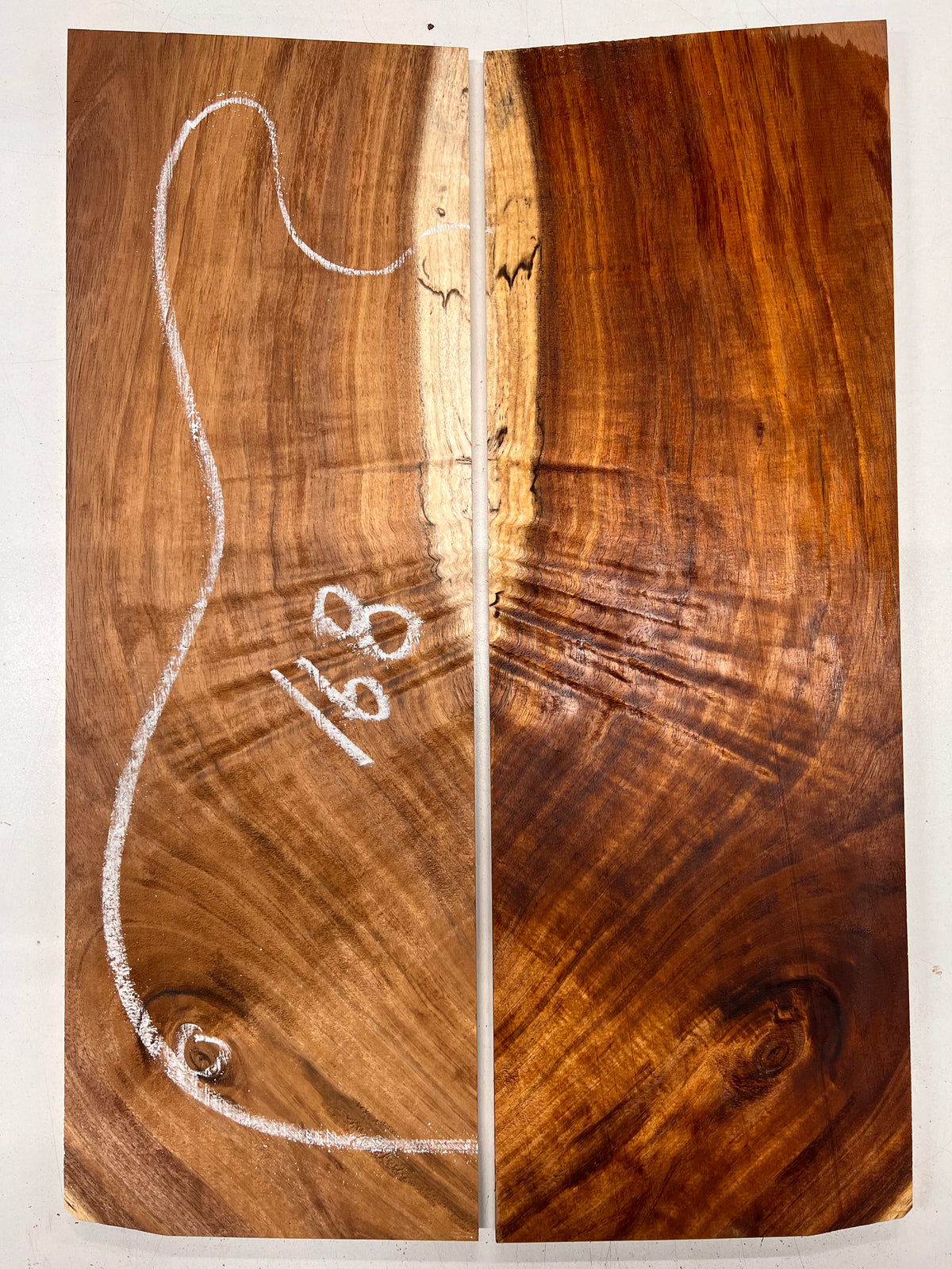 Curly Flame Hawaiian Koa Bookmatched Guitar Drop Tops 21" x 7-1/4" x 3/8" #168 - Exotic Wood Zone - Buy online Across USA 