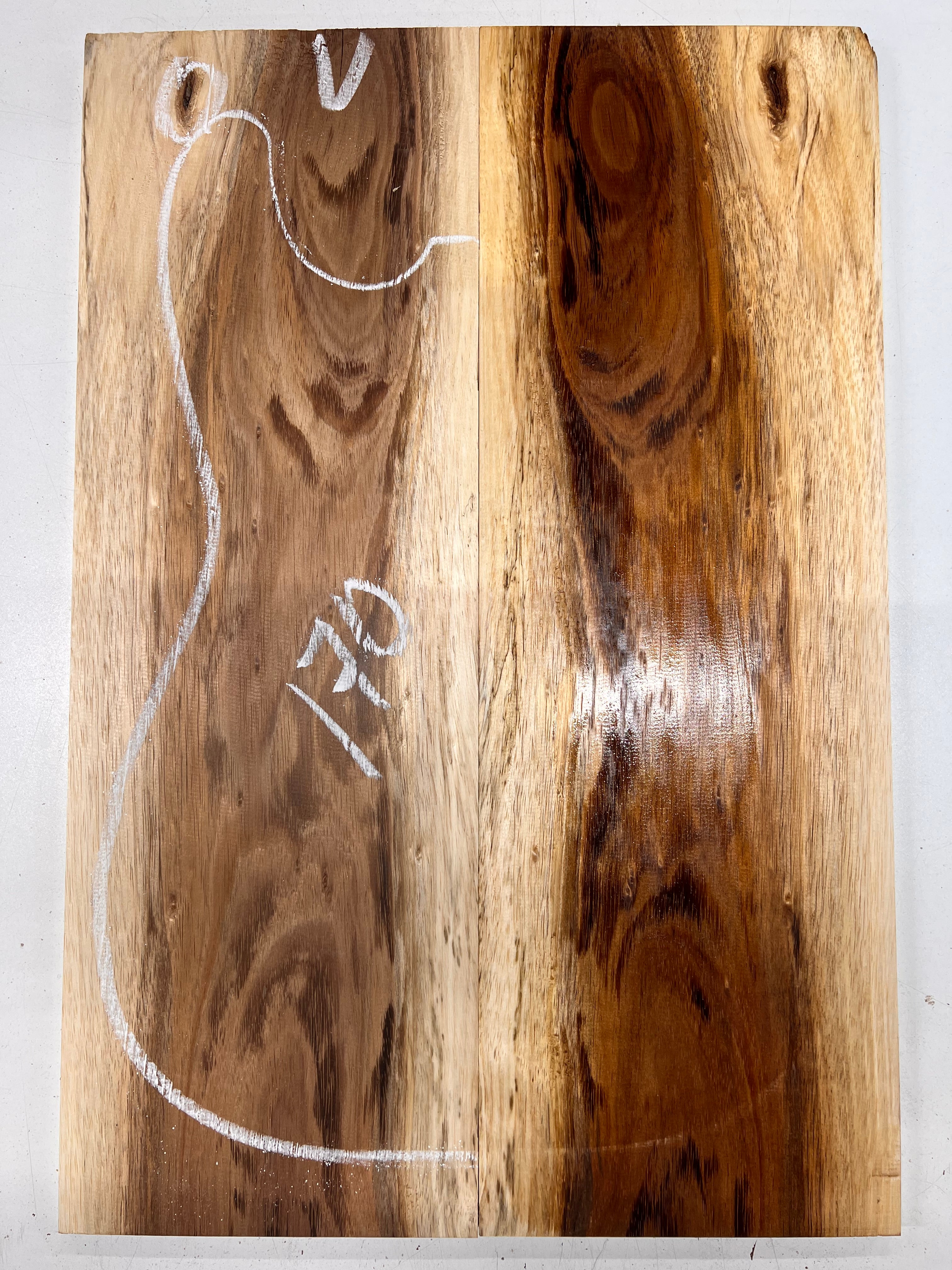 Curly Flame Hawaiian Koa Bookmatched Guitar Drop Tops 21" x 7-1/4" x 3/8" #170 - Exotic Wood Zone - Buy online Across USA 