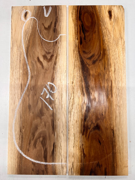 Curly Flame Hawaiian Koa Bookmatched Guitar Drop Tops 21" x 7-1/4" x 3/8" #170 - Exotic Wood Zone - Buy online Across USA 