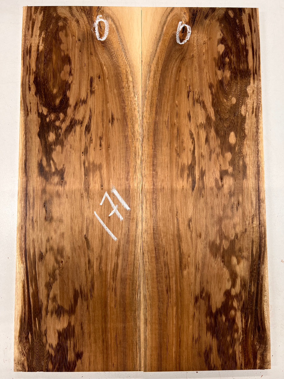 Curly Flame Hawaiian Koa Bookmatched Guitar Drop Tops 21" x 7-1/4" x 3/8" #171 - Exotic Wood Zone - Buy online Across USA 