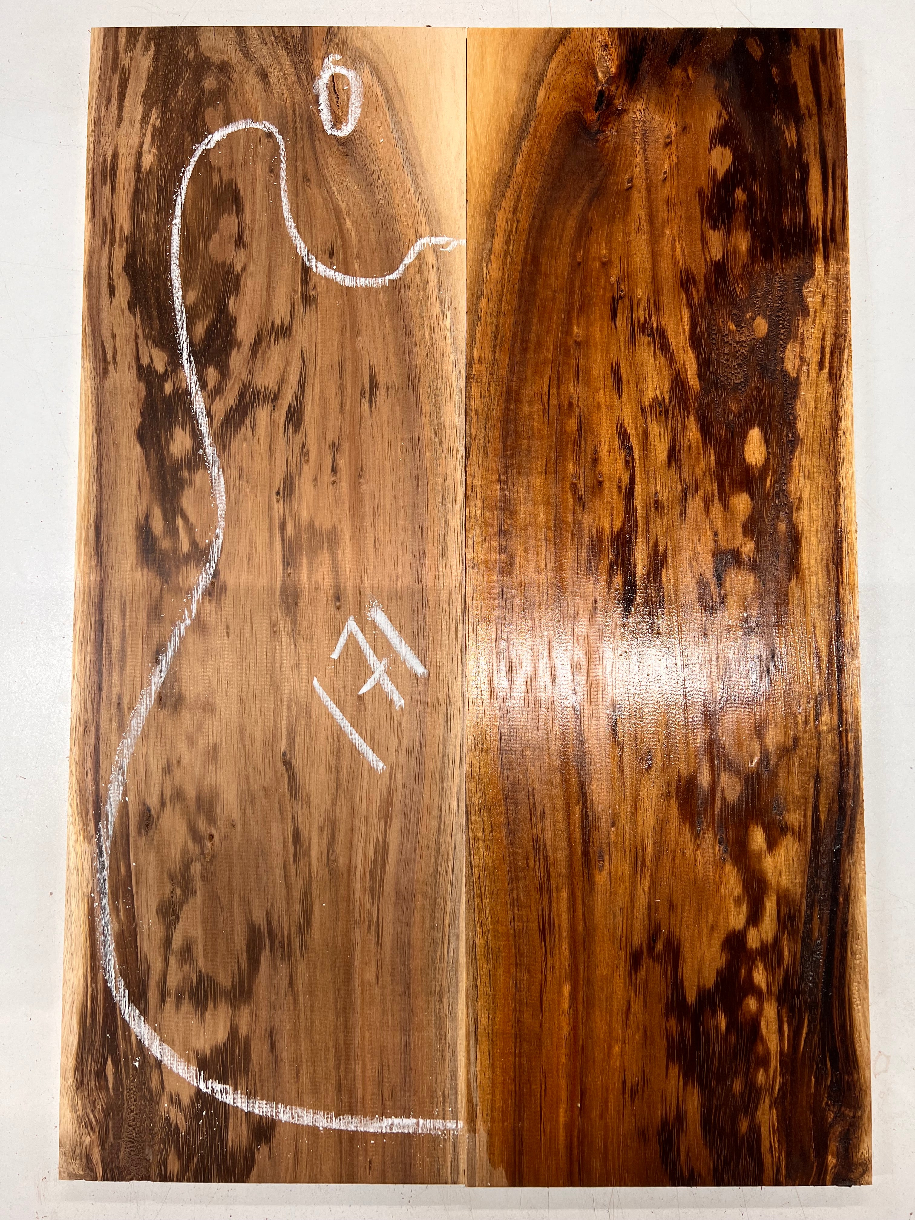 Curly Flame Hawaiian Koa Bookmatched Guitar Drop Tops 21" x 7-1/4" x 3/8" #171 - Exotic Wood Zone - Buy online Across USA 