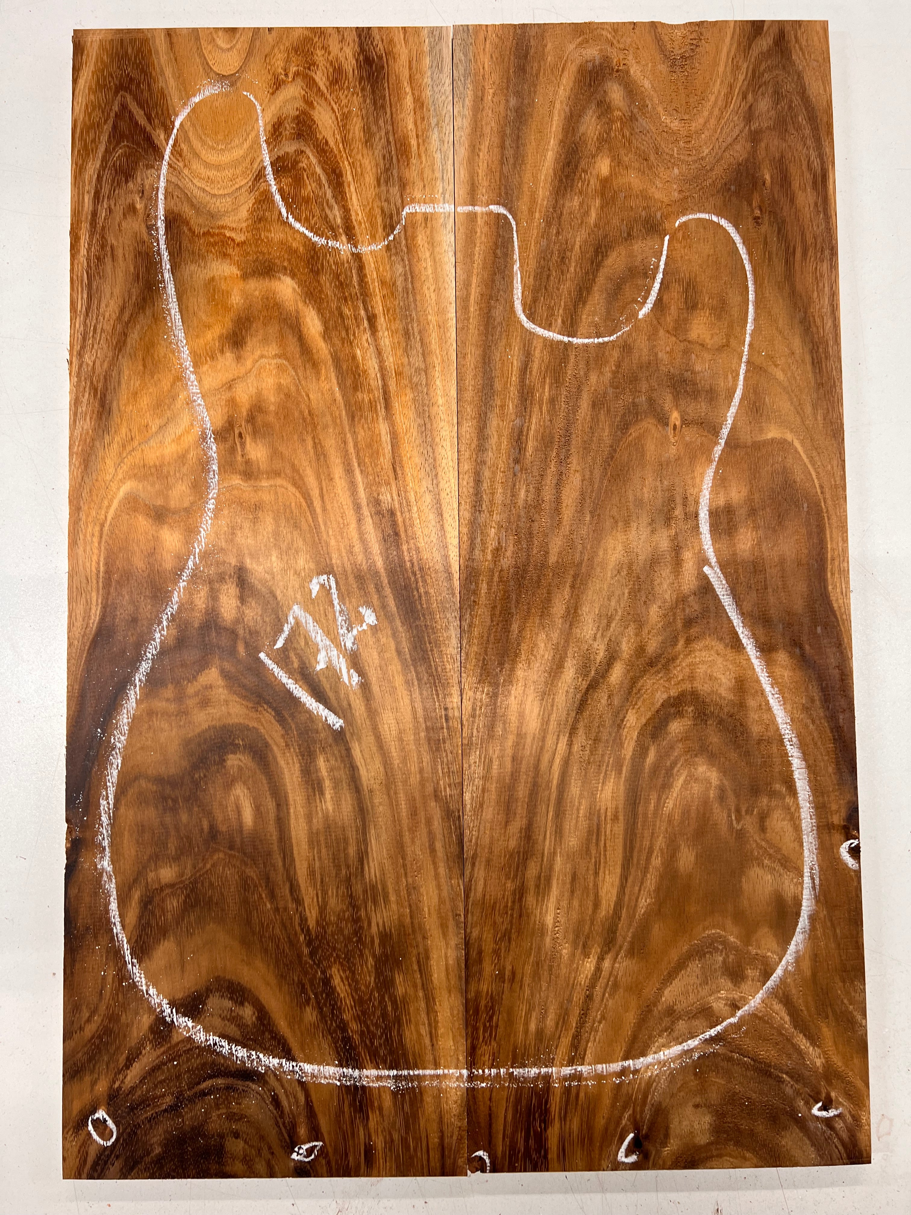 Curly Flame Hawaiian Koa Bookmatched Guitar Drop Tops 21" x 7-1/4" x 3/8" #172 - Exotic Wood Zone - Buy online Across USA 