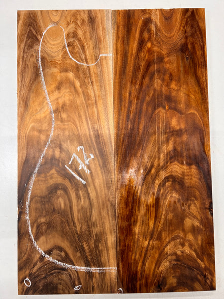 Curly Flame Hawaiian Koa Bookmatched Guitar Drop Tops 21" x 7-1/4" x 3/8" #172 - Exotic Wood Zone - Buy online Across USA 