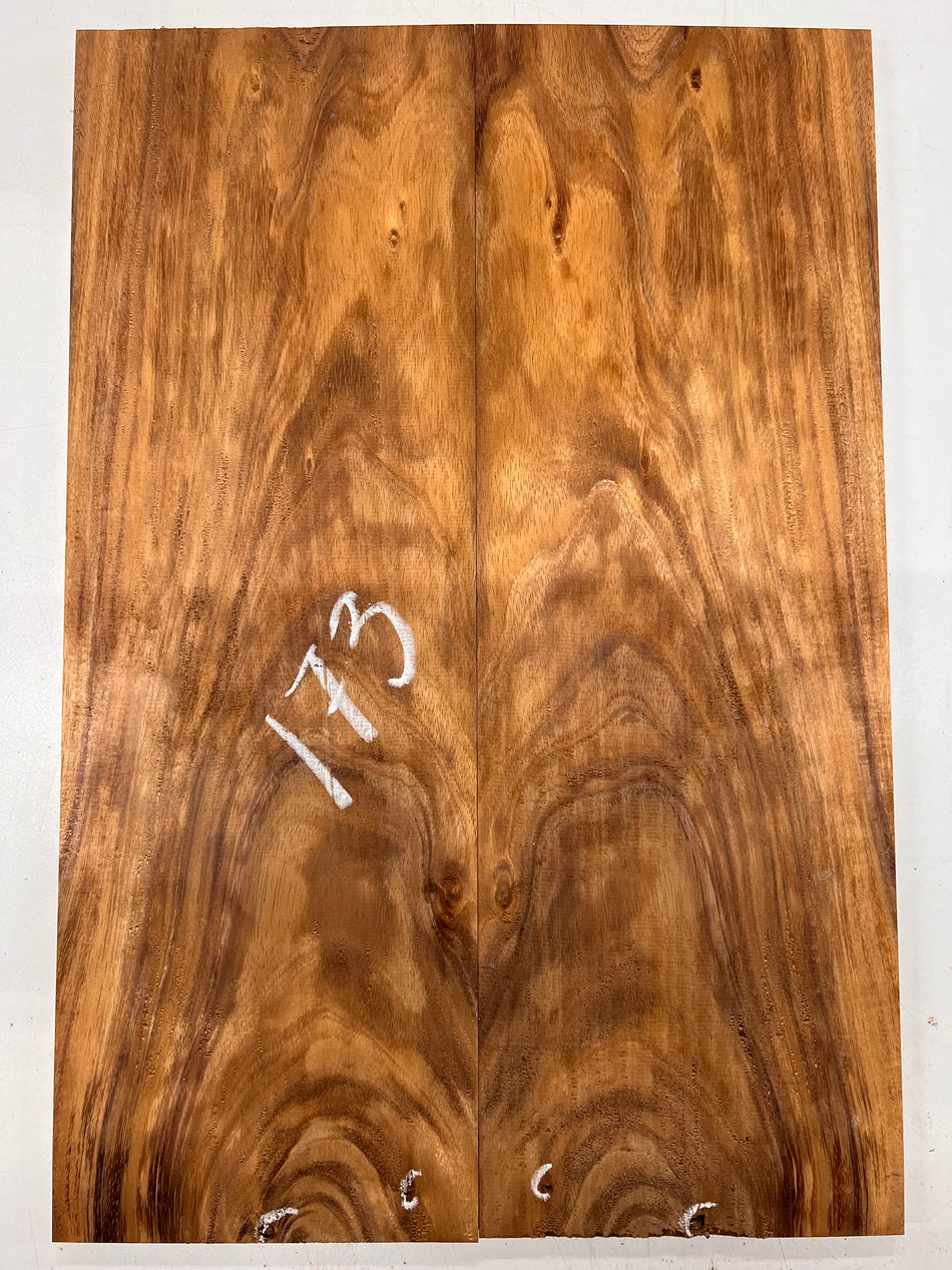 Curly Flame Hawaiian Koa Bookmatched Guitar Drop Tops 21" x 7-1/4" x 3/8" #173 - Exotic Wood Zone - Buy online Across USA 