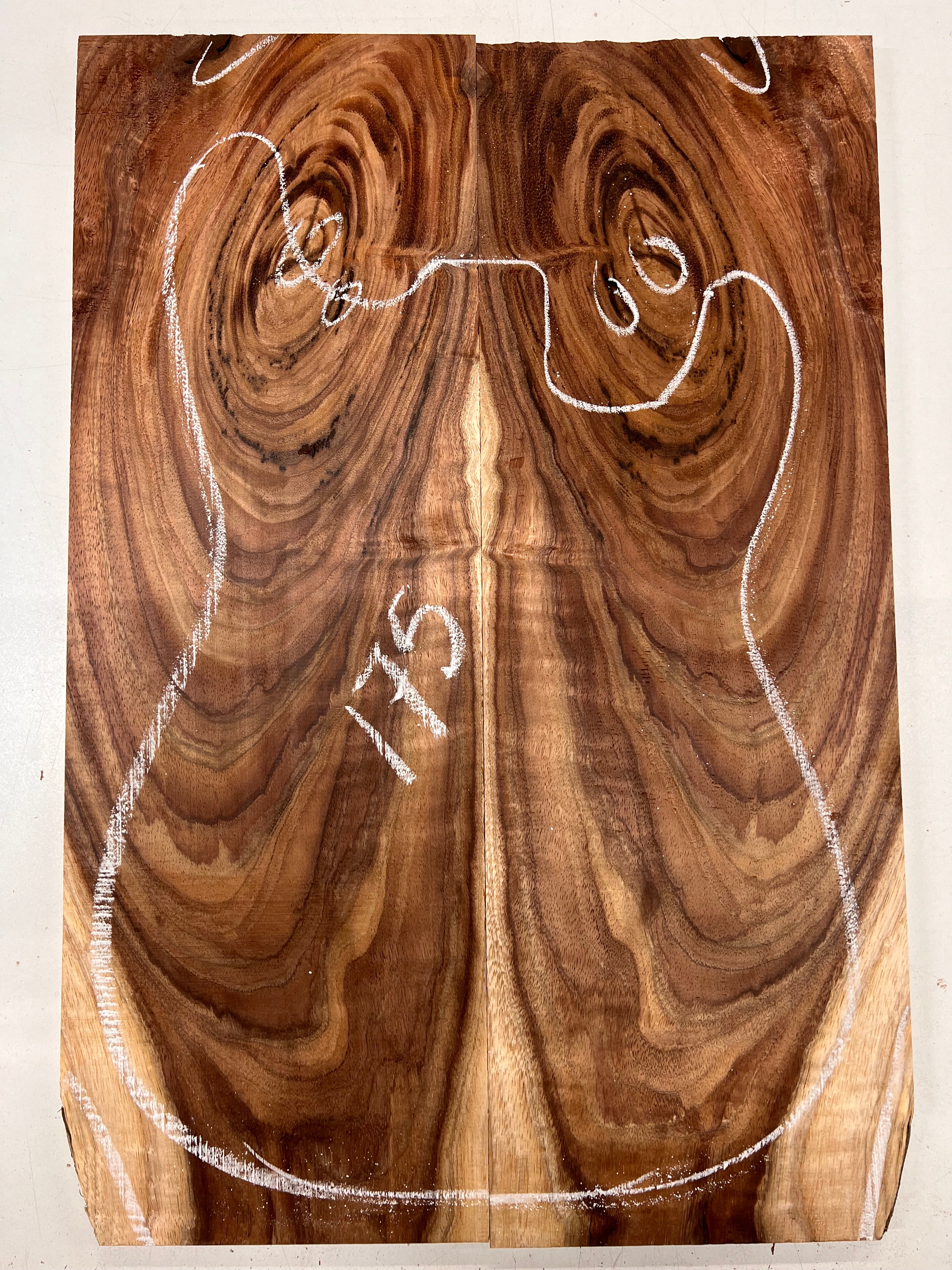 Curly Flame Hawaiian Koa Bookmatched Guitar Drop Tops 21" x 7-1/4" x 3/8" #175 - Exotic Wood Zone - Buy online Across USA 