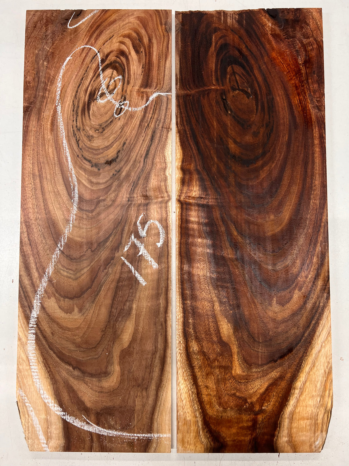 Curly Flame Hawaiian Koa Bookmatched Guitar Drop Tops 21" x 7-1/4" x 3/8" #175 - Exotic Wood Zone - Buy online Across USA 