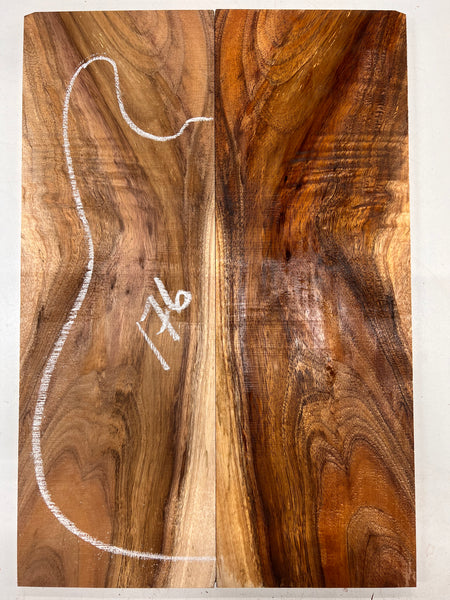 Curly Flame Hawaiian Koa Bookmatched Guitar Drop Tops 21" x 7-1/4" x 3/8" #176 - Exotic Wood Zone - Buy online Across USA 