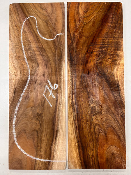 Curly Flame Hawaiian Koa Bookmatched Guitar Drop Tops 21" x 7-1/4" x 3/8" #176 - Exotic Wood Zone - Buy online Across USA 