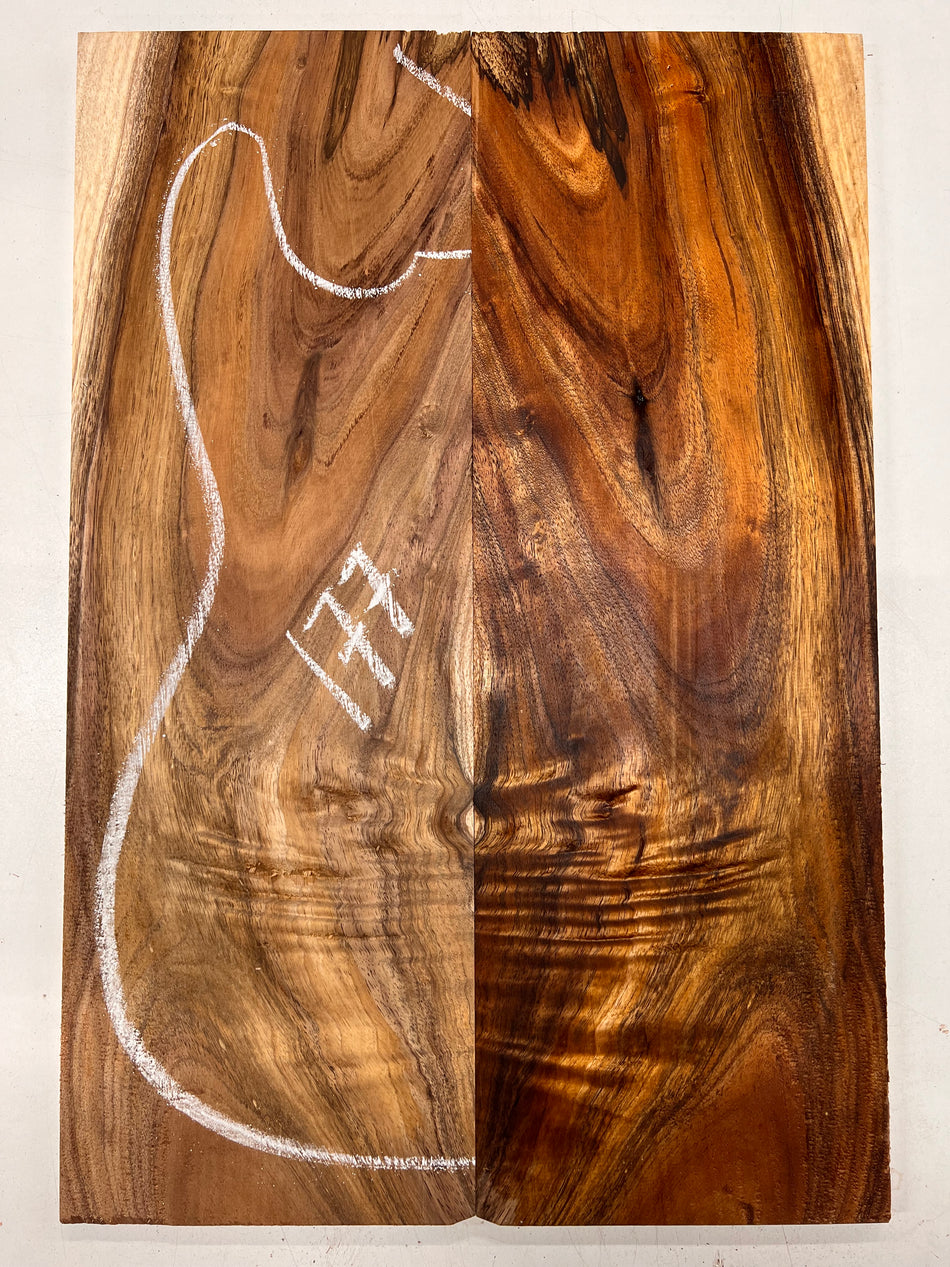 Curly Flame Hawaiian Koa Bookmatched Guitar Drop Tops 21" x 7-1/4" x 3/8" #177 - Exotic Wood Zone - Buy online Across USA 