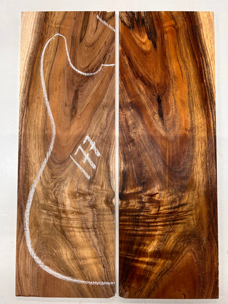 Curly Flame Hawaiian Koa Bookmatched Guitar Drop Tops 21" x 7-1/4" x 3/8" #177 - Exotic Wood Zone - Buy online Across USA 