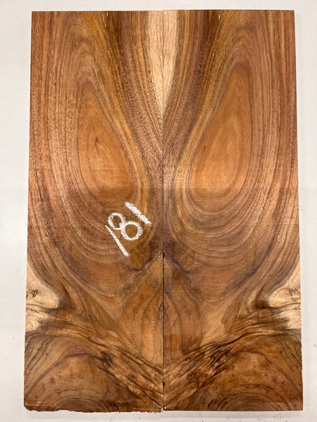 Curly Flame Hawaiian Koa Bookmatched Guitar Drop Tops 21" x 7-1/4" x 3/8" #181 - Exotic Wood Zone - Buy online Across USA 