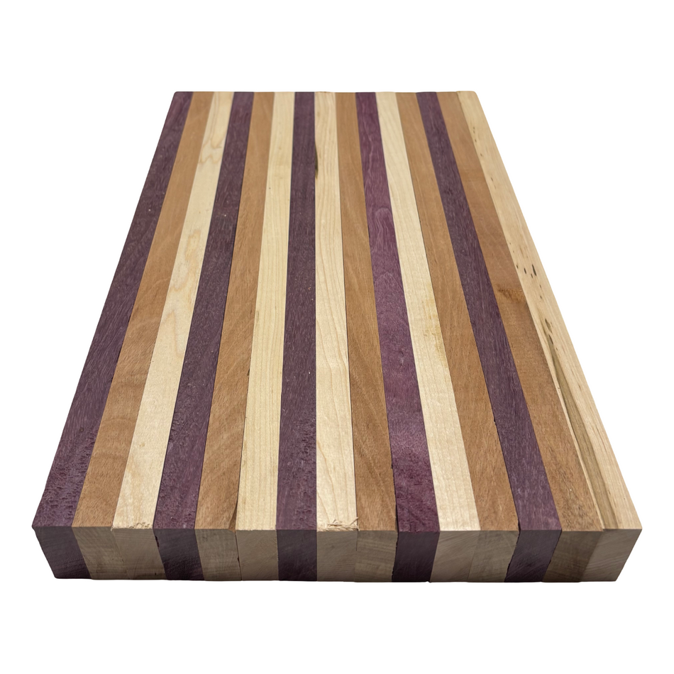 DIY Cutting Board Maker Kit | Hard Maple + Purpleheart + Sapele (15 Pieces)