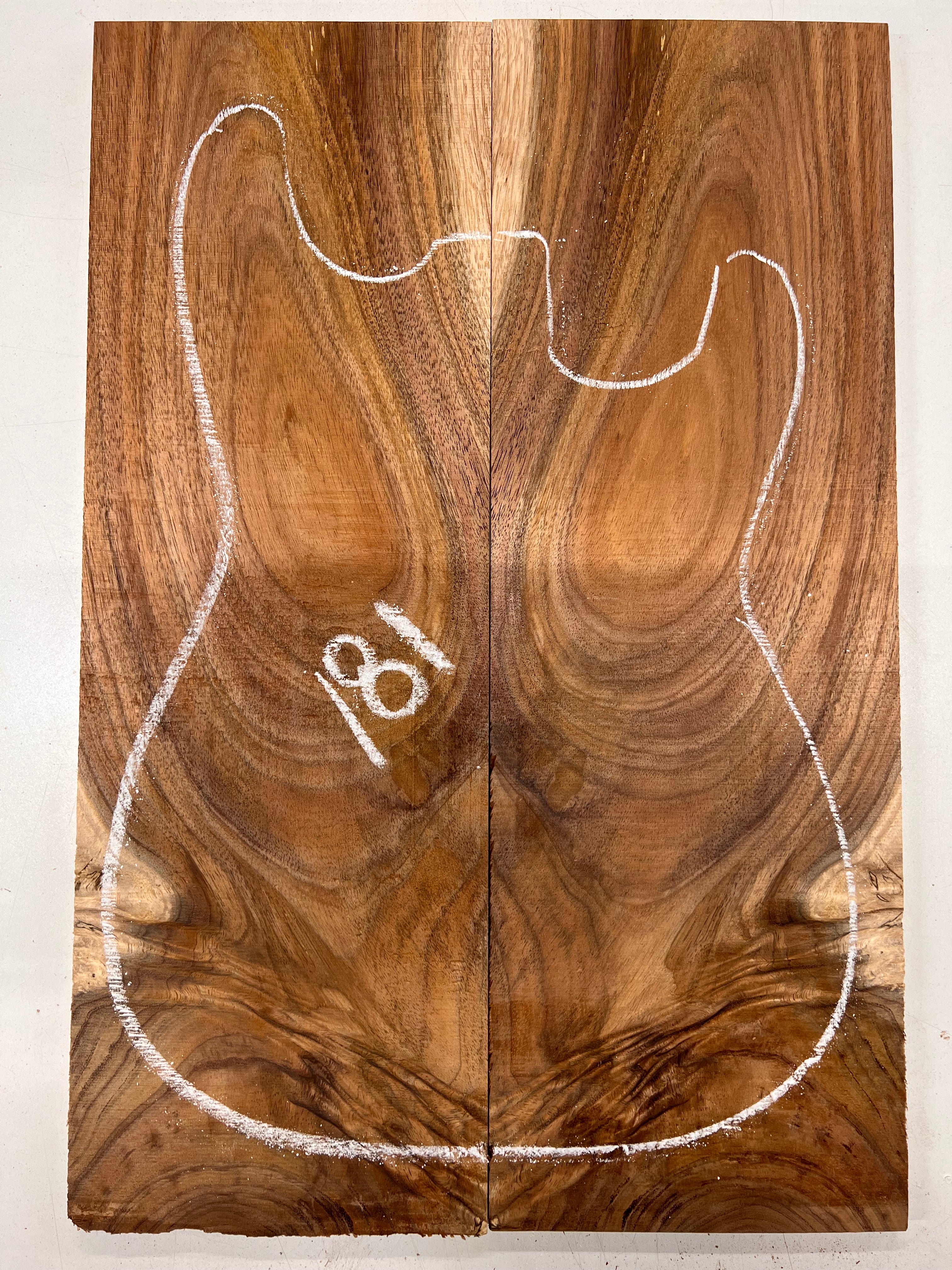 Curly Flame Hawaiian Koa Bookmatched Guitar Drop Tops 21" x 7-1/4" x 3/8" #181 - Exotic Wood Zone - Buy online Across USA 