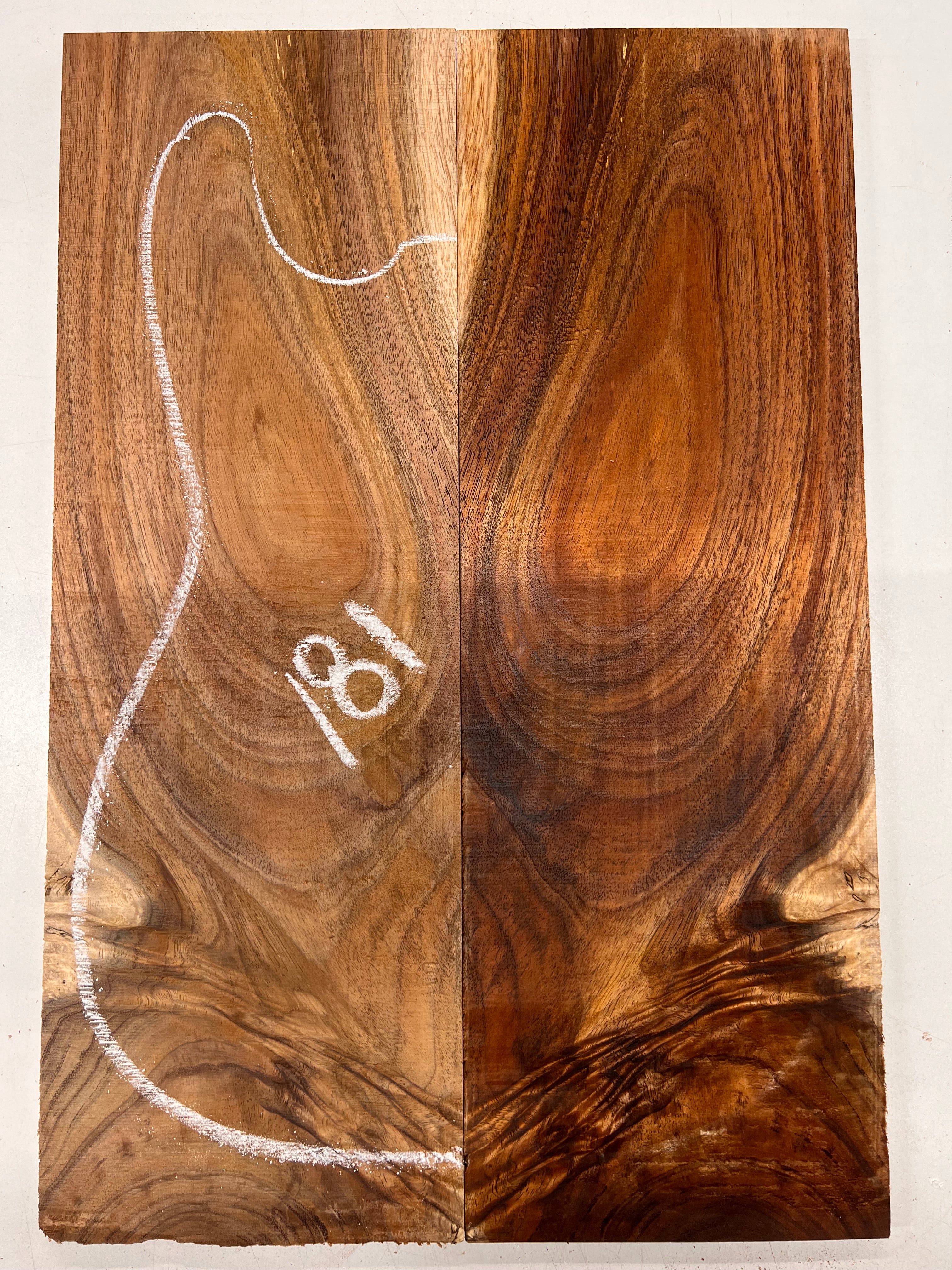 Curly Flame Hawaiian Koa Bookmatched Guitar Drop Tops 21" x 7-1/4" x 3/8" #181 - Exotic Wood Zone - Buy online Across USA 