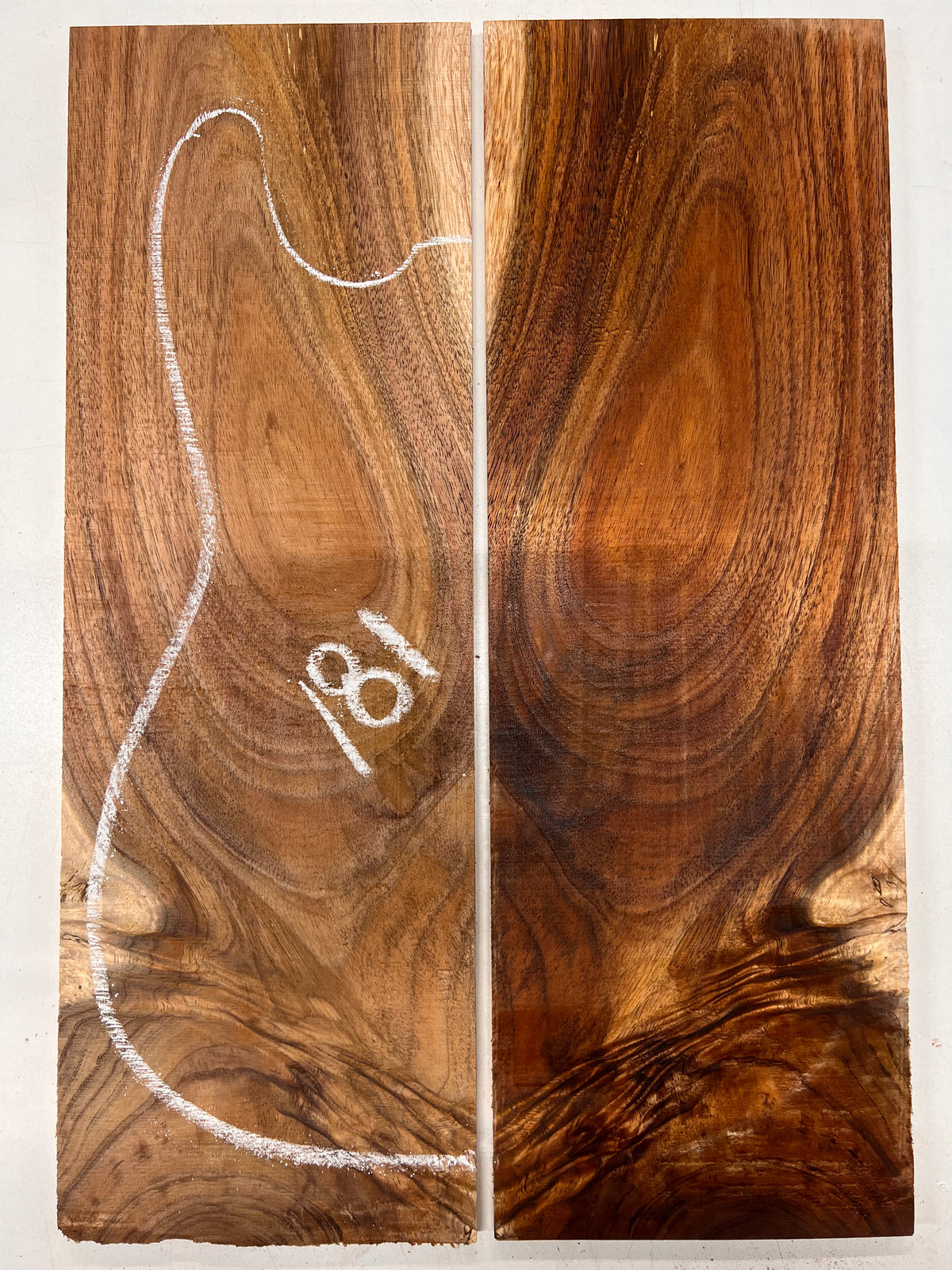 Curly Flame Hawaiian Koa Bookmatched Guitar Drop Tops 21" x 7-1/4" x 3/8" #181 - Exotic Wood Zone - Buy online Across USA 