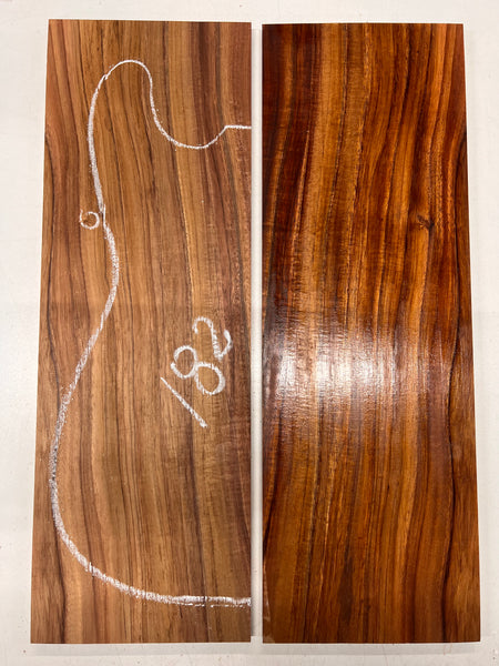 Curly Flame Hawaiian Koa Bookmatched Guitar Drop Tops 21" x 7-1/4" x 3/8" #182 - Exotic Wood Zone - Buy online Across USA 