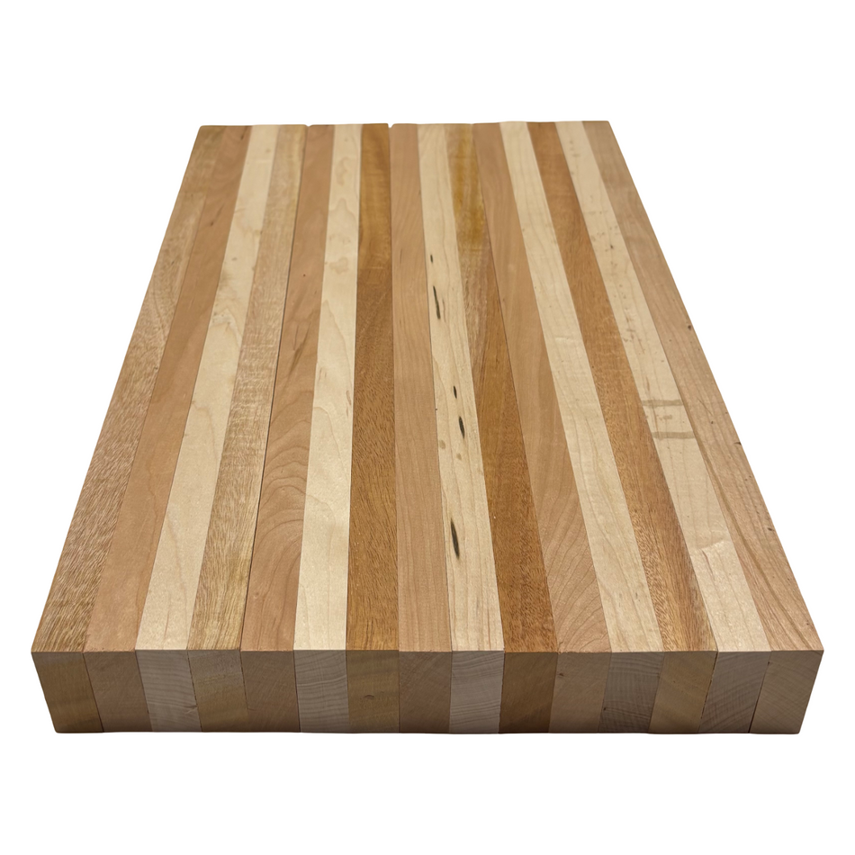 DIY Cutting Board Maker Kit | Hard Maple + Cherry+ Mahogany (15 Pieces)