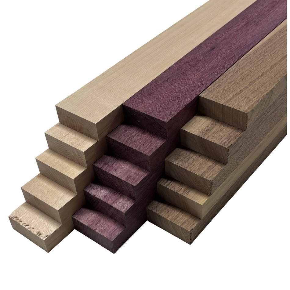 DIY Cutting Board Maker Kit | Hard Maple + Purpleheart + Walnut (15 Pieces)