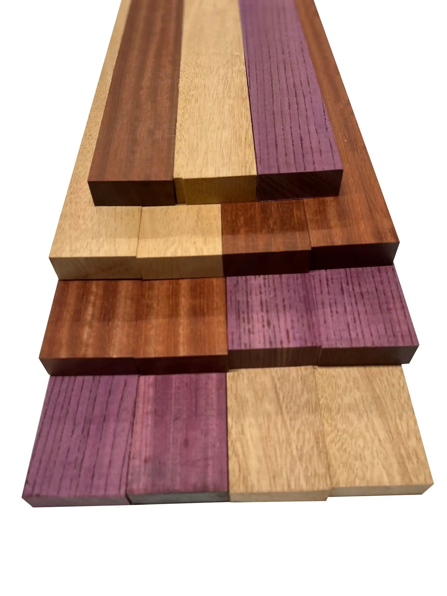 Combo of 15 , 3/4&quot; Lumber Boards | Cutting Board Blocks | Purpleheart, African Mahogany, Bloodwood - Exotic Wood Zone - Buy online Across USA 