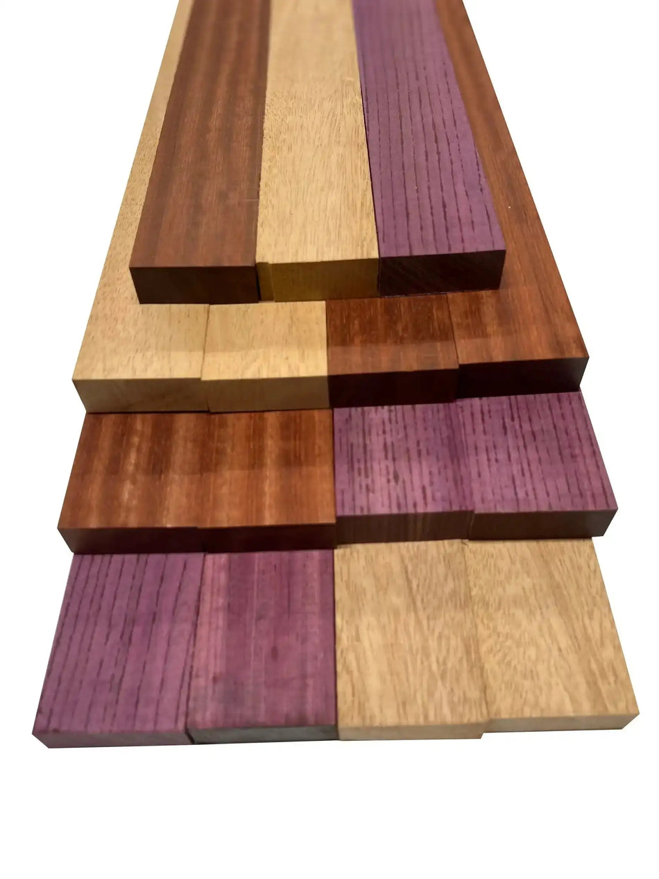 Combo of 15 , 3/4" Lumber Boards | Cutting Board Blocks | Purpleheart, African Mahogany, Bloodwood - Exotic Wood Zone - Buy online Across USA 