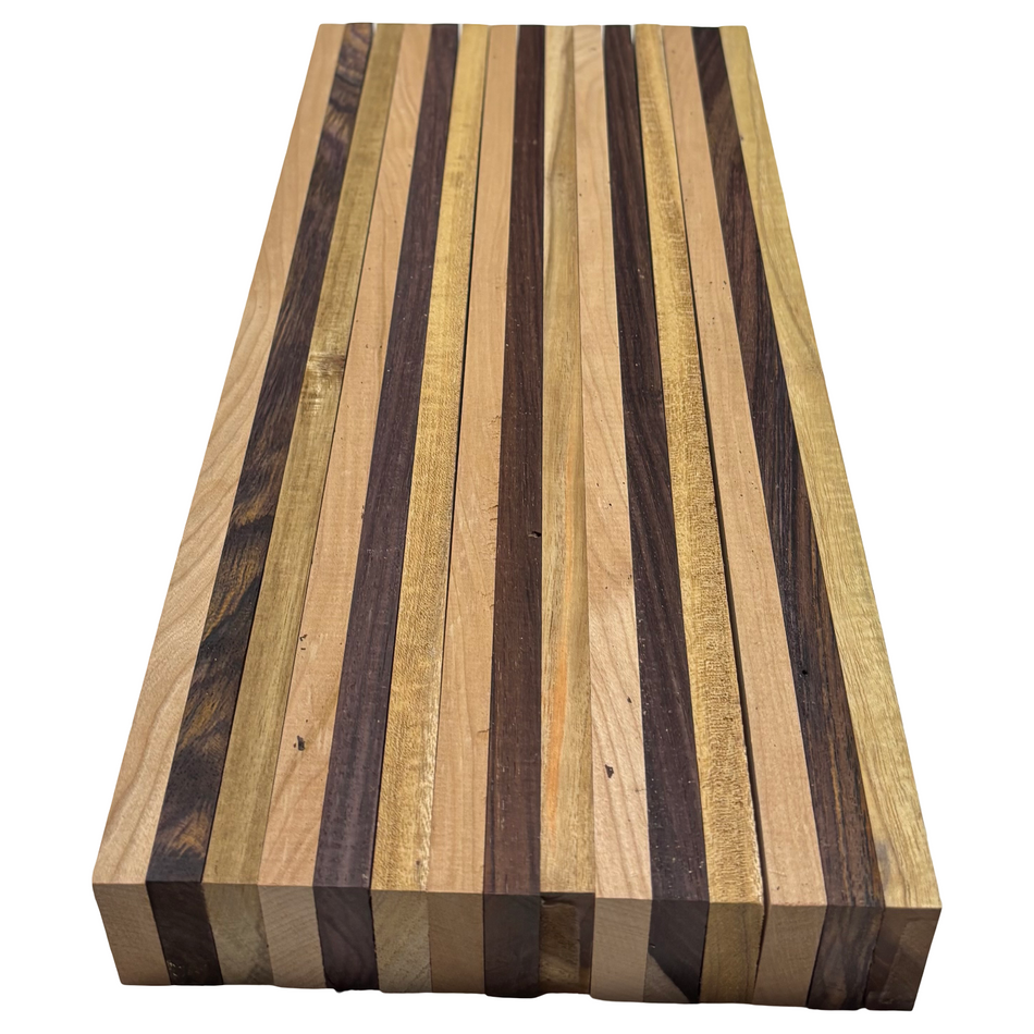 DIY Cutting Board Maker Kit | Cherry + Indian Rosewood + Acacia (15 Pieces)