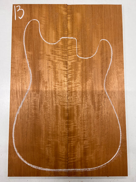 Beautiful Flame Honduran Mahogany Guitar Drop Tops 21" x 7" x 1/4" #13 - Exotic Wood Zone - Buy online Across USA 