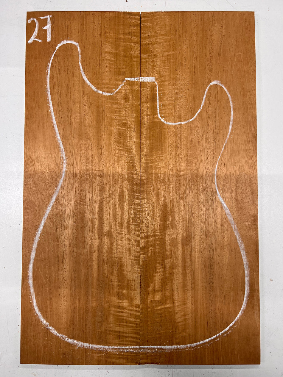 Beautiful Flame Honduran Mahogany Guitar Drop Tops 21" x 7" x 1/4" #27 - Exotic Wood Zone - Buy online Across USA 