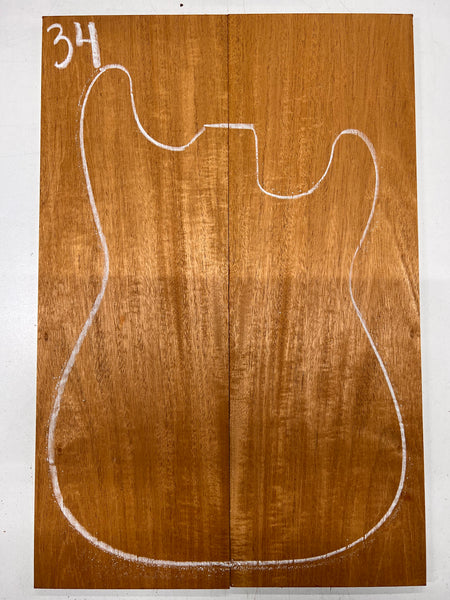 Beautiful Flame Honduran Mahogany Guitar Drop Tops 21" x 7" x 1/4" #34 - Exotic Wood Zone - Buy online Across USA 