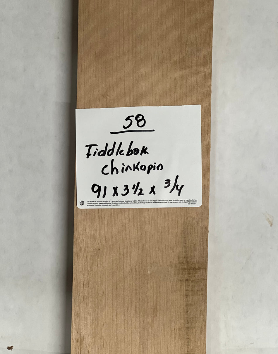 Fiddleback Chinkapin Lumber 91" x 3-1/2" x 3/4" #58