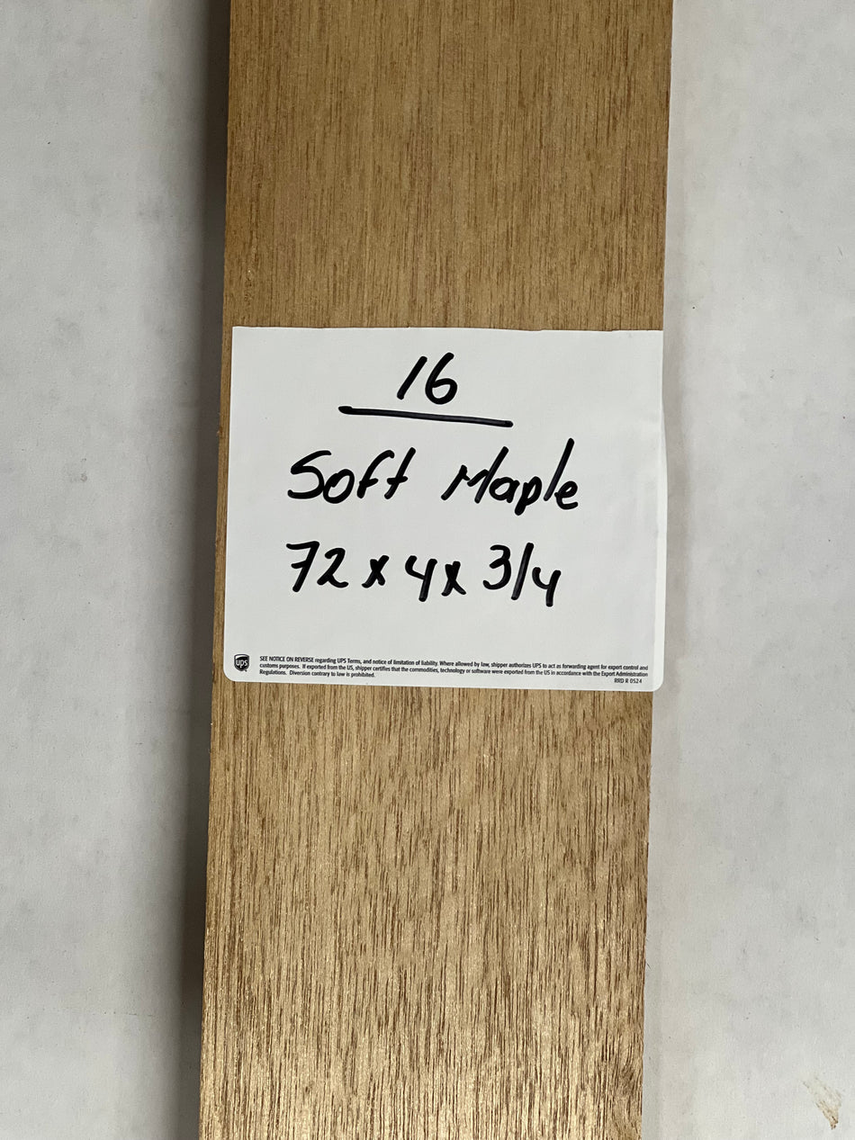 Soft Maple Lumber 72" x 4" x 3/4" #16