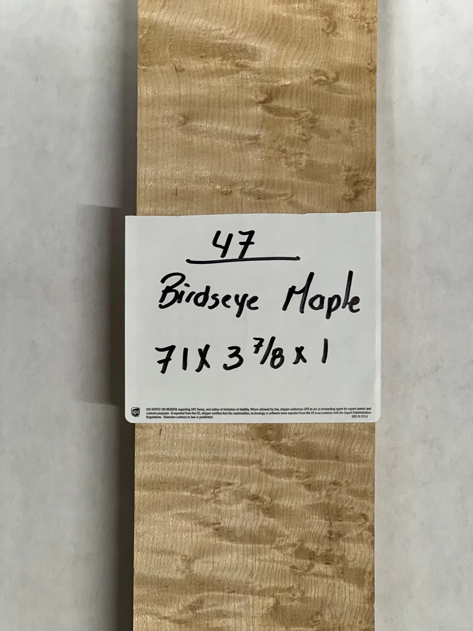 Birdseye Maple Lumber 71" x 3-7/8" x 1" #47