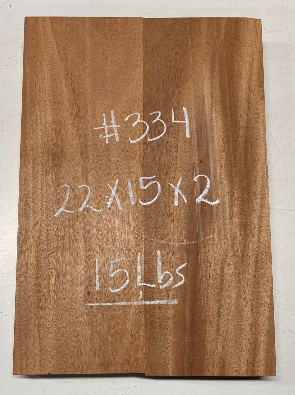 Premium Mahogany Guitar Body Blank - 22" x 15" x 2" (2 Piece Glued) #334