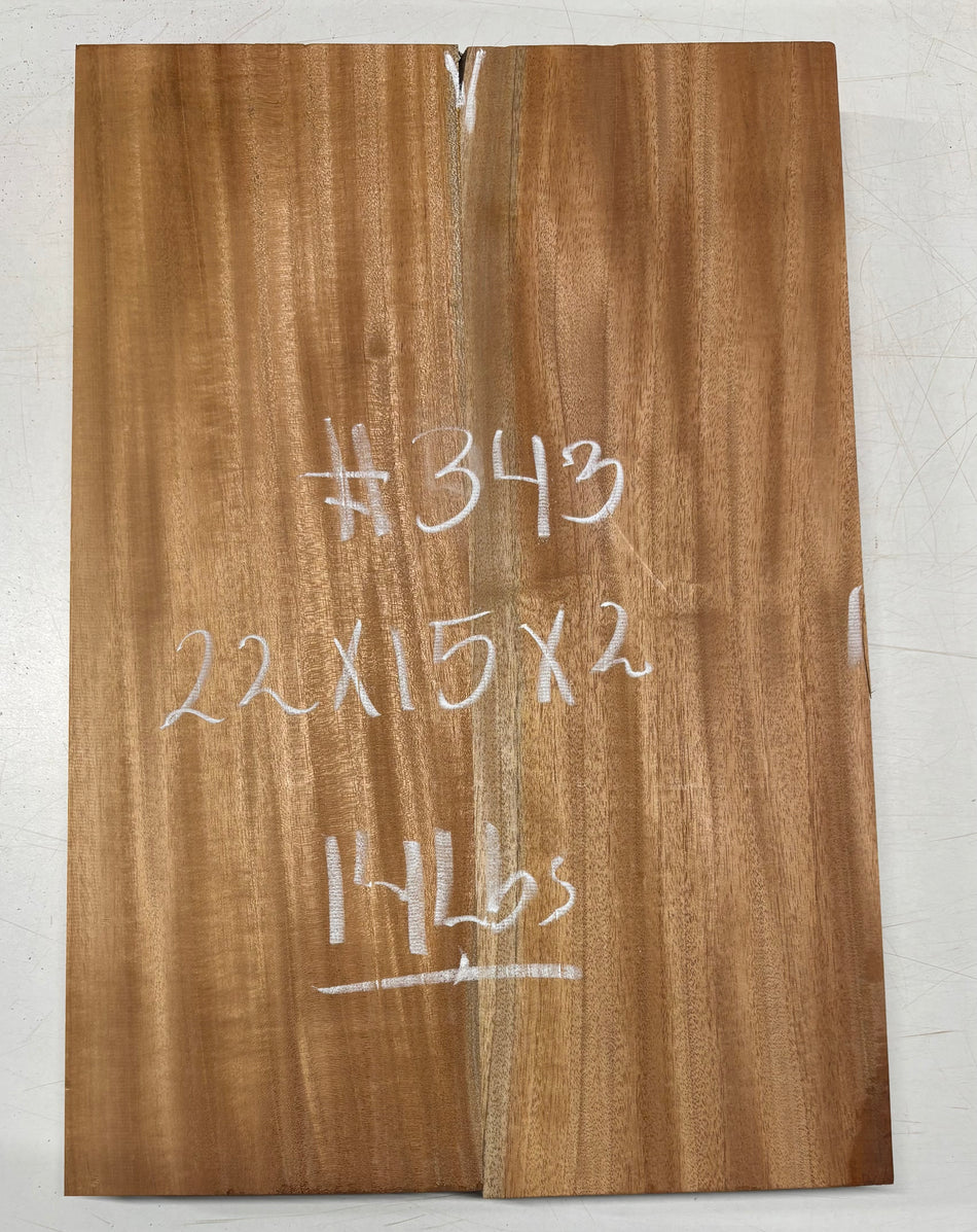 Premium Mahogany Guitar Body Blank - 22" x 15" x 2" (2 Piece Glued) #343