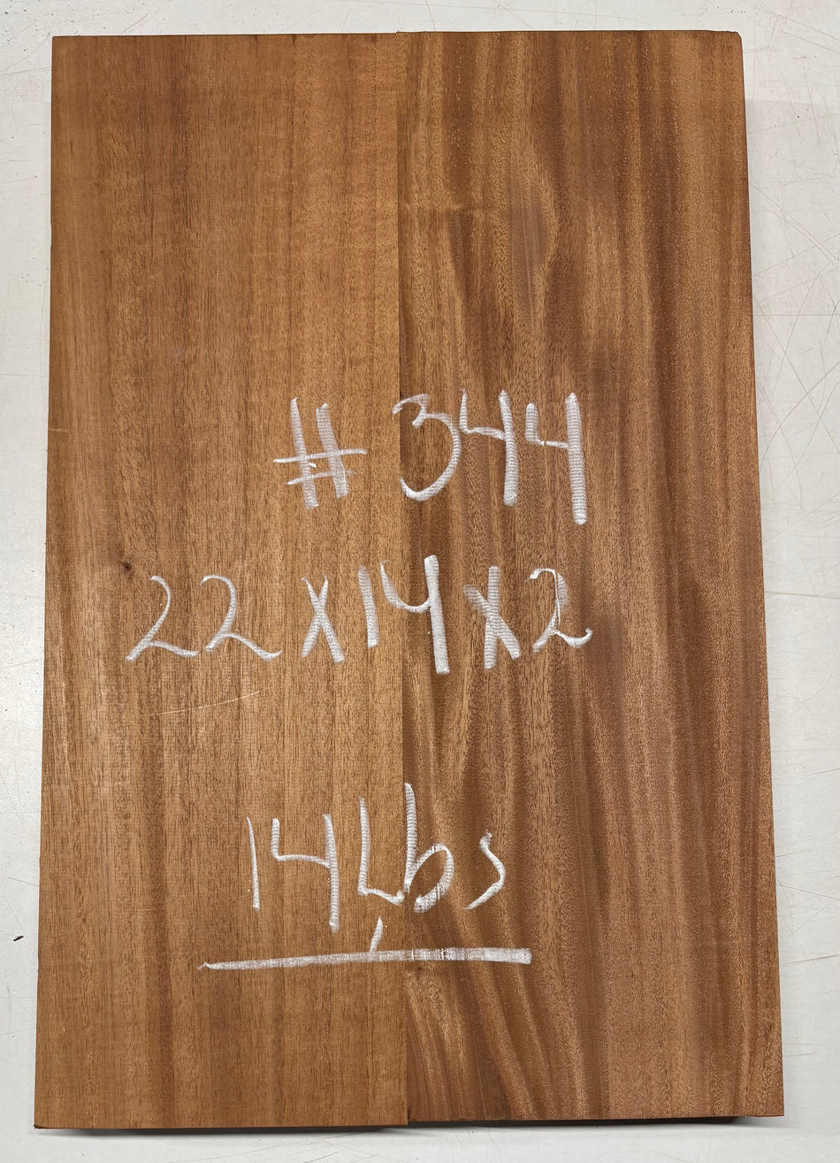 Premium Mahogany Guitar Body Blank - 22" x 14" x 2" (2 Piece Glued) #344