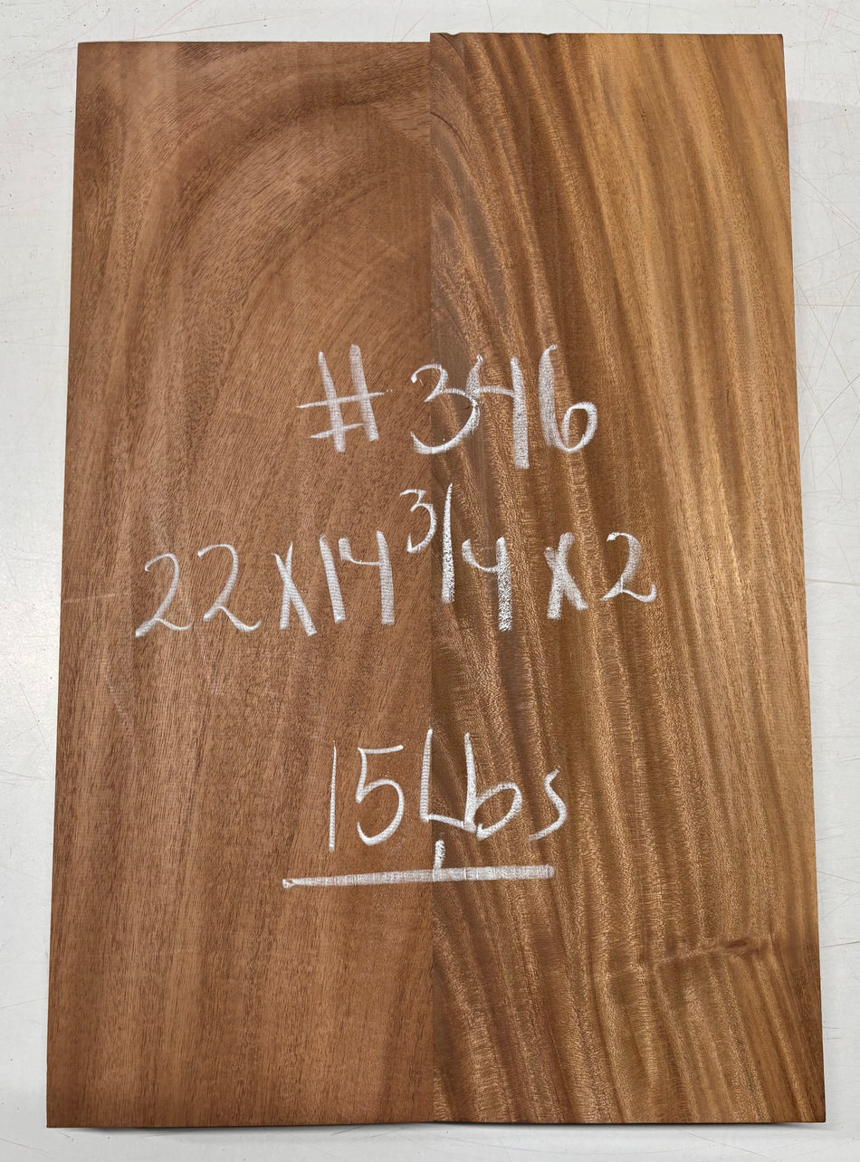 Premium Mahogany Guitar Body Blank - 22" x 14-3/4" x 2" (2 Piece Glued) #346
