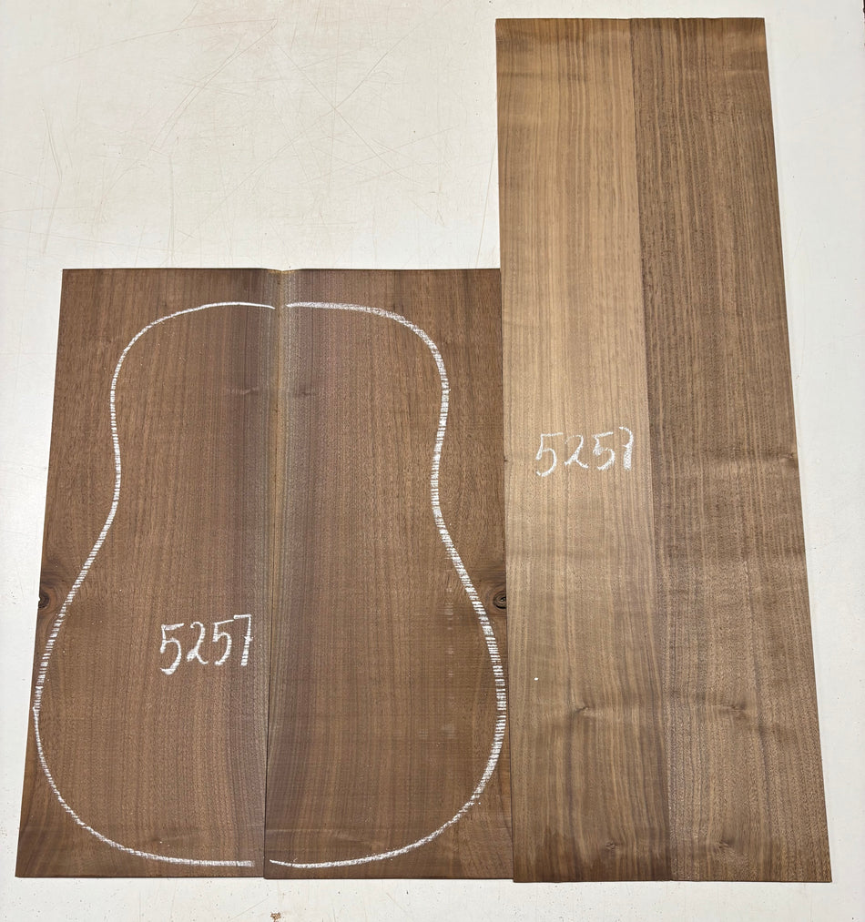 Black Walnut Dreadnought Guitar Back And Side Set #5257
