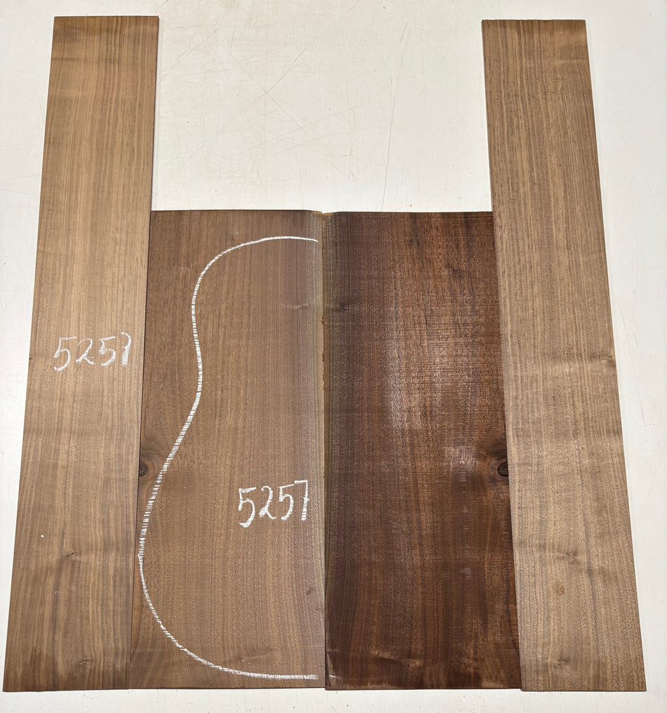 Black Walnut Dreadnought Guitar Back And Side Set #5257