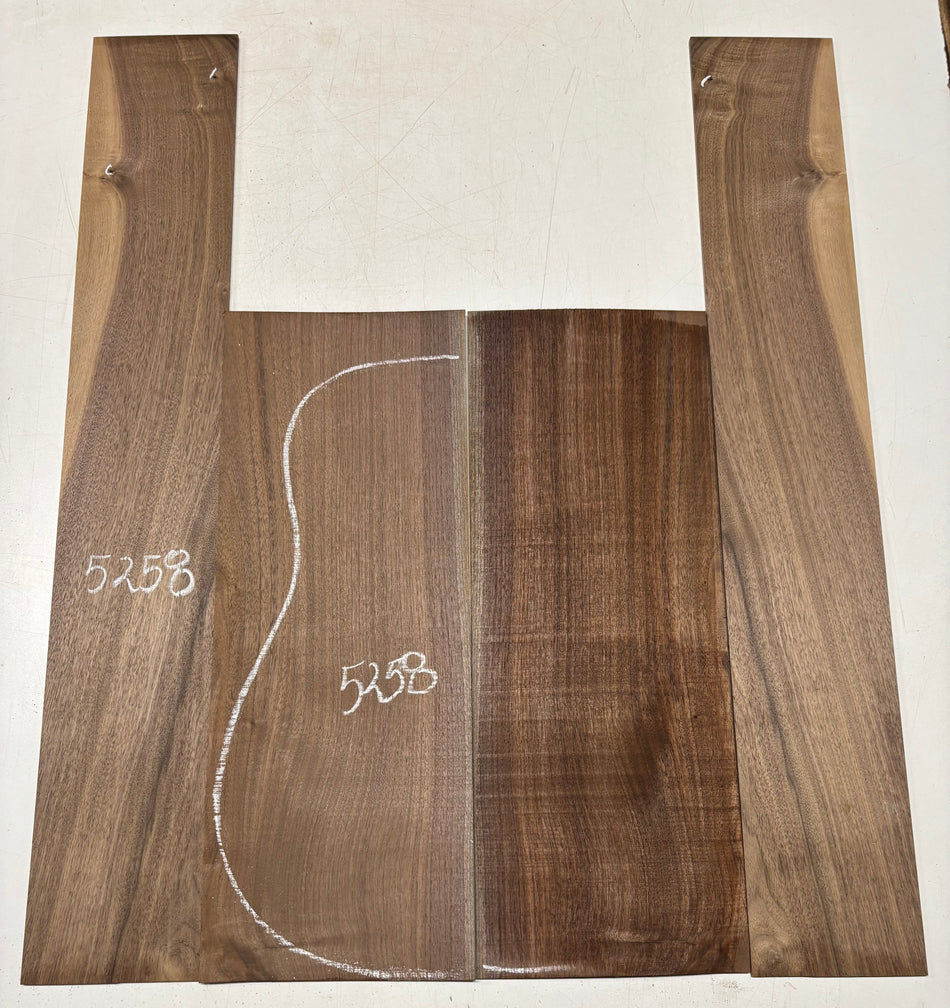 Black Walnut Dreadnought Guitar Back And Side Set #5258