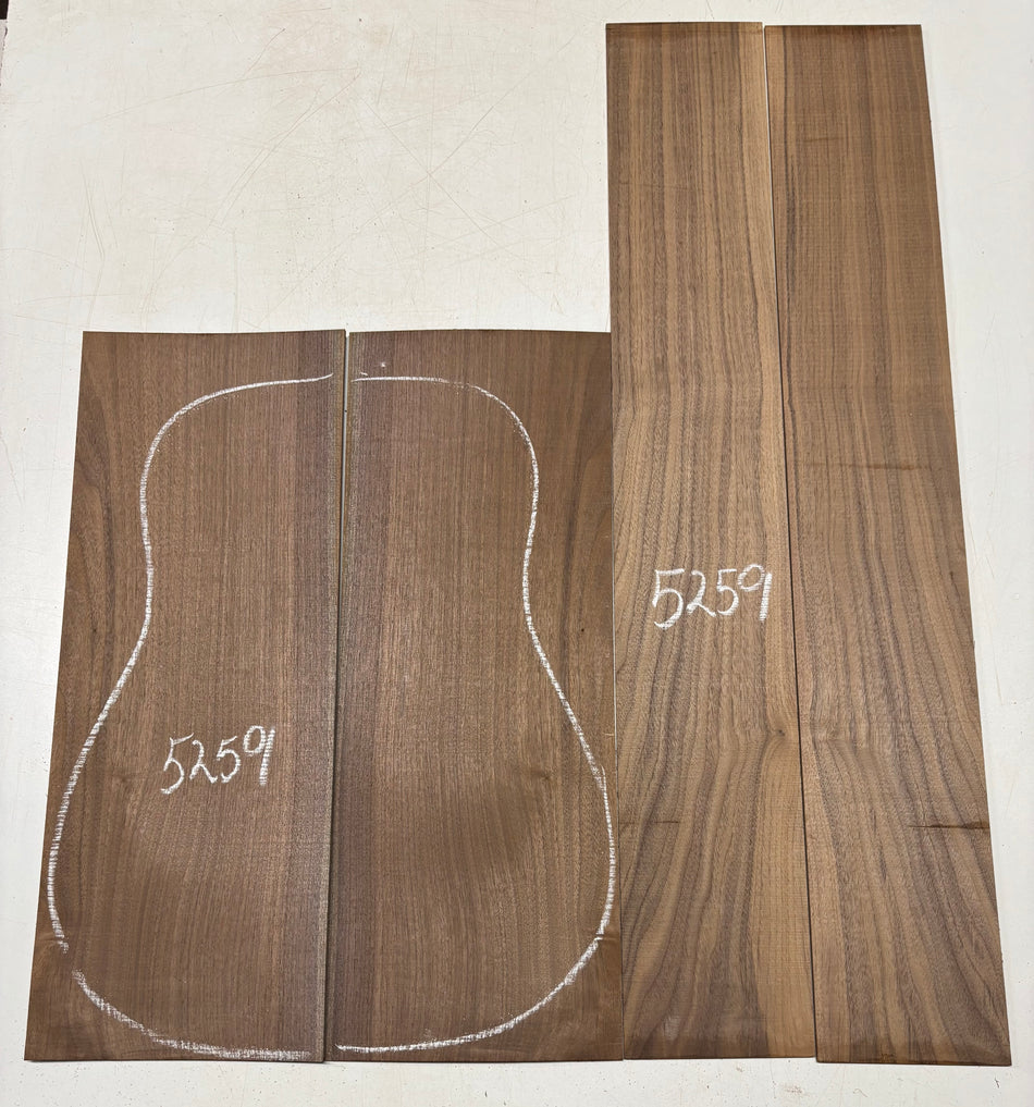 Black Walnut Dreadnought Guitar Back And Side Set #5259
