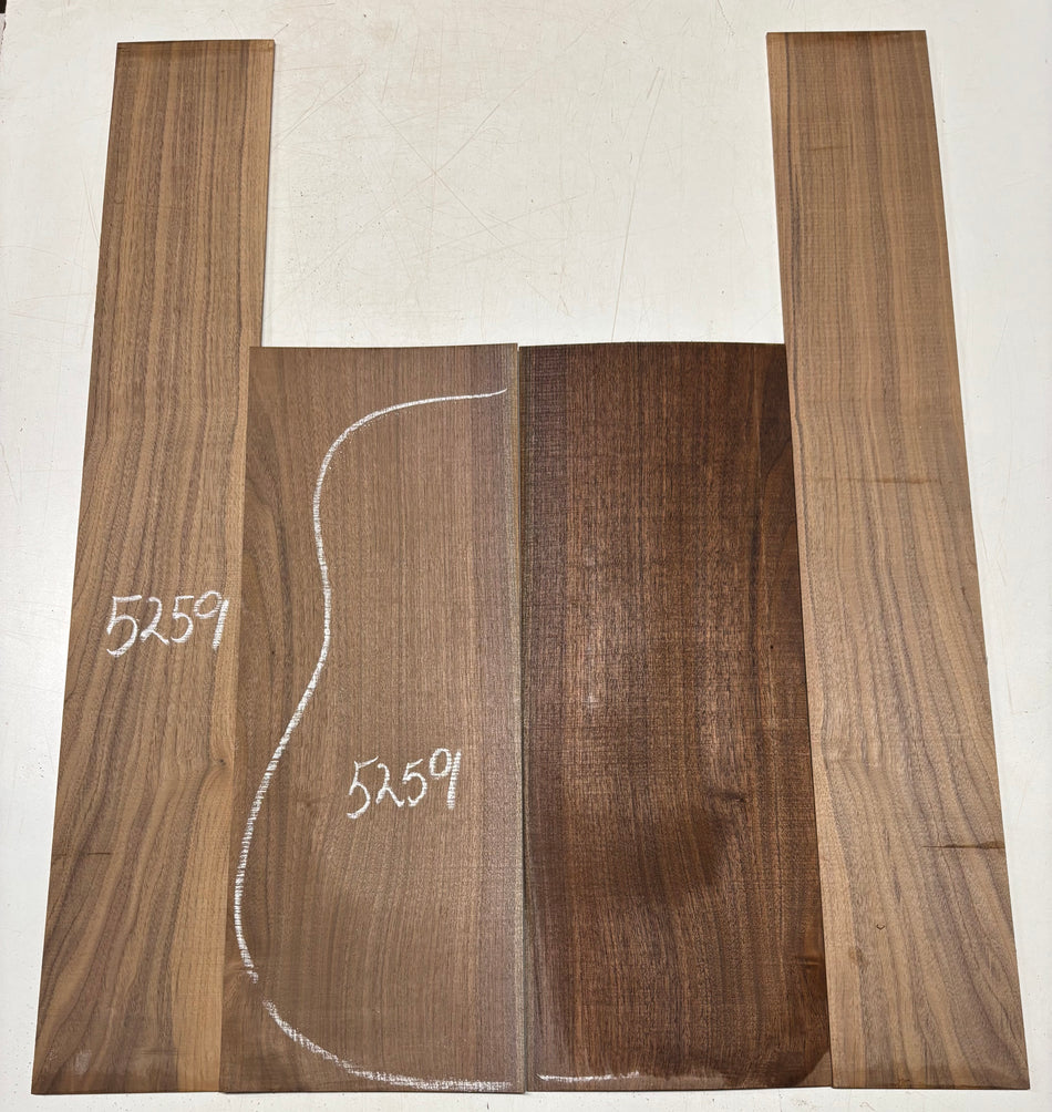Black Walnut Dreadnought Guitar Back And Side Set #5259